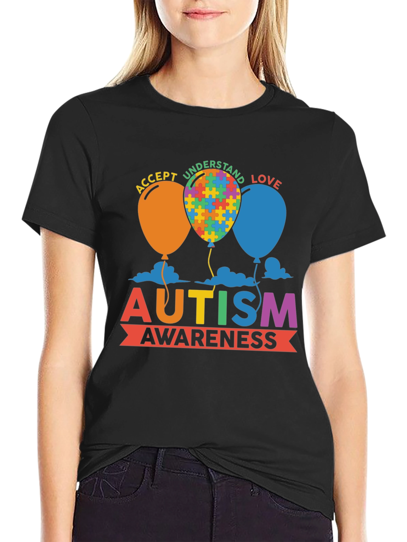 Autism Awareness T-Shirt - Puzzle Balloon Design