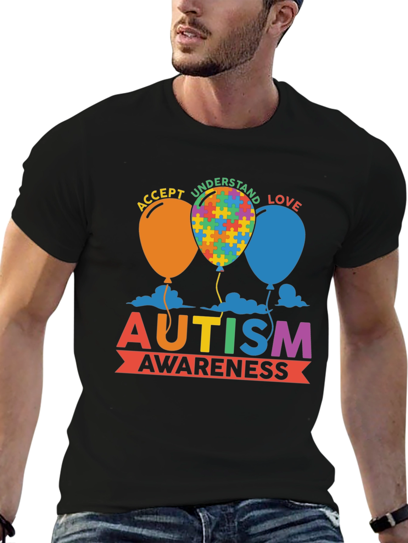 Autism Awareness T-Shirt - Puzzle Balloon Design