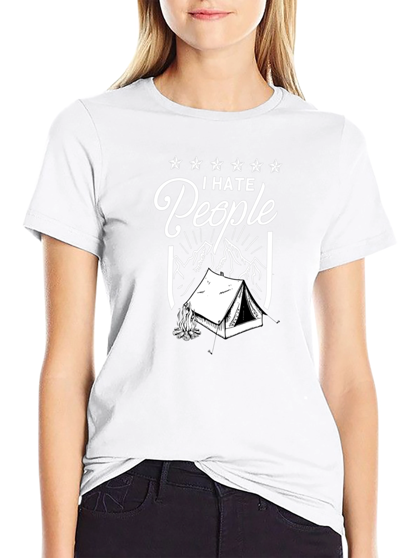 I Hate People Camping Graphic Tee - Black