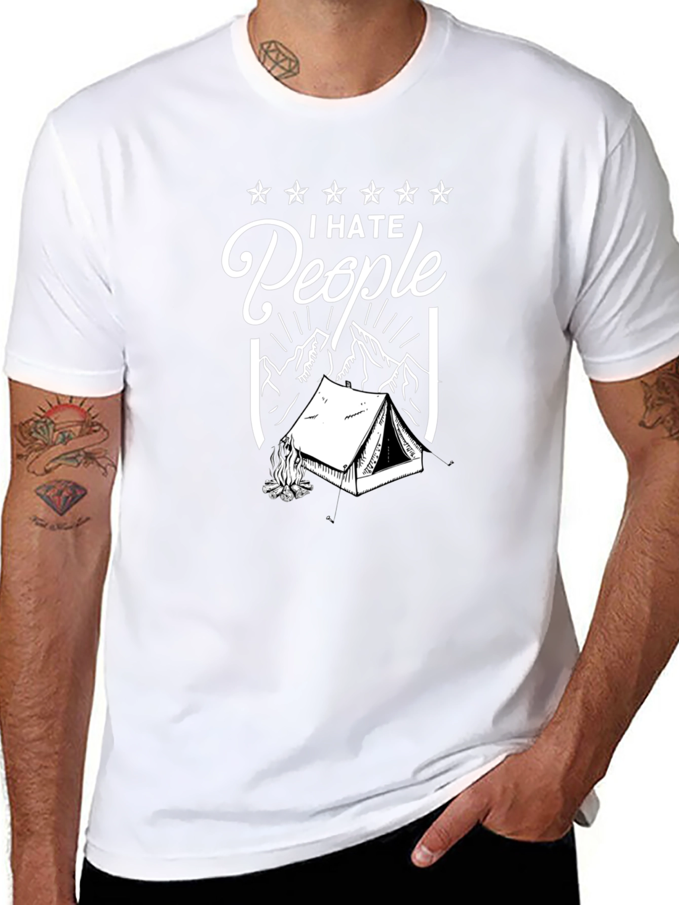 I Hate People Camping Graphic Tee - Black