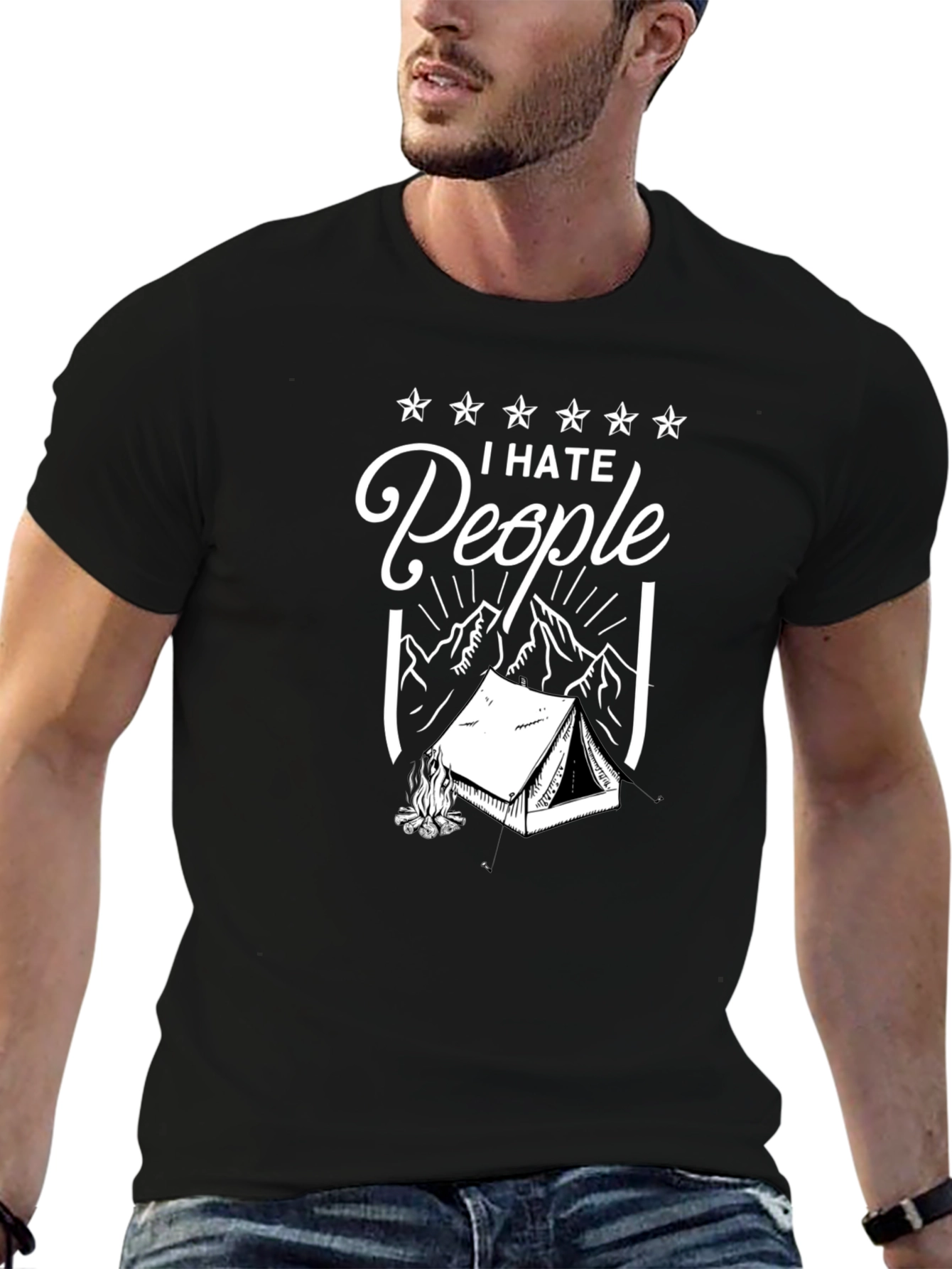 I Hate People Camping Graphic Tee - Black