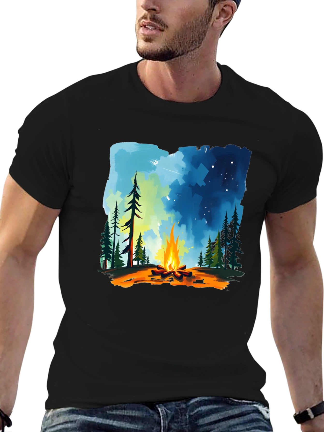 Campfire Graphic Tee - Nature Adventure Shirt
