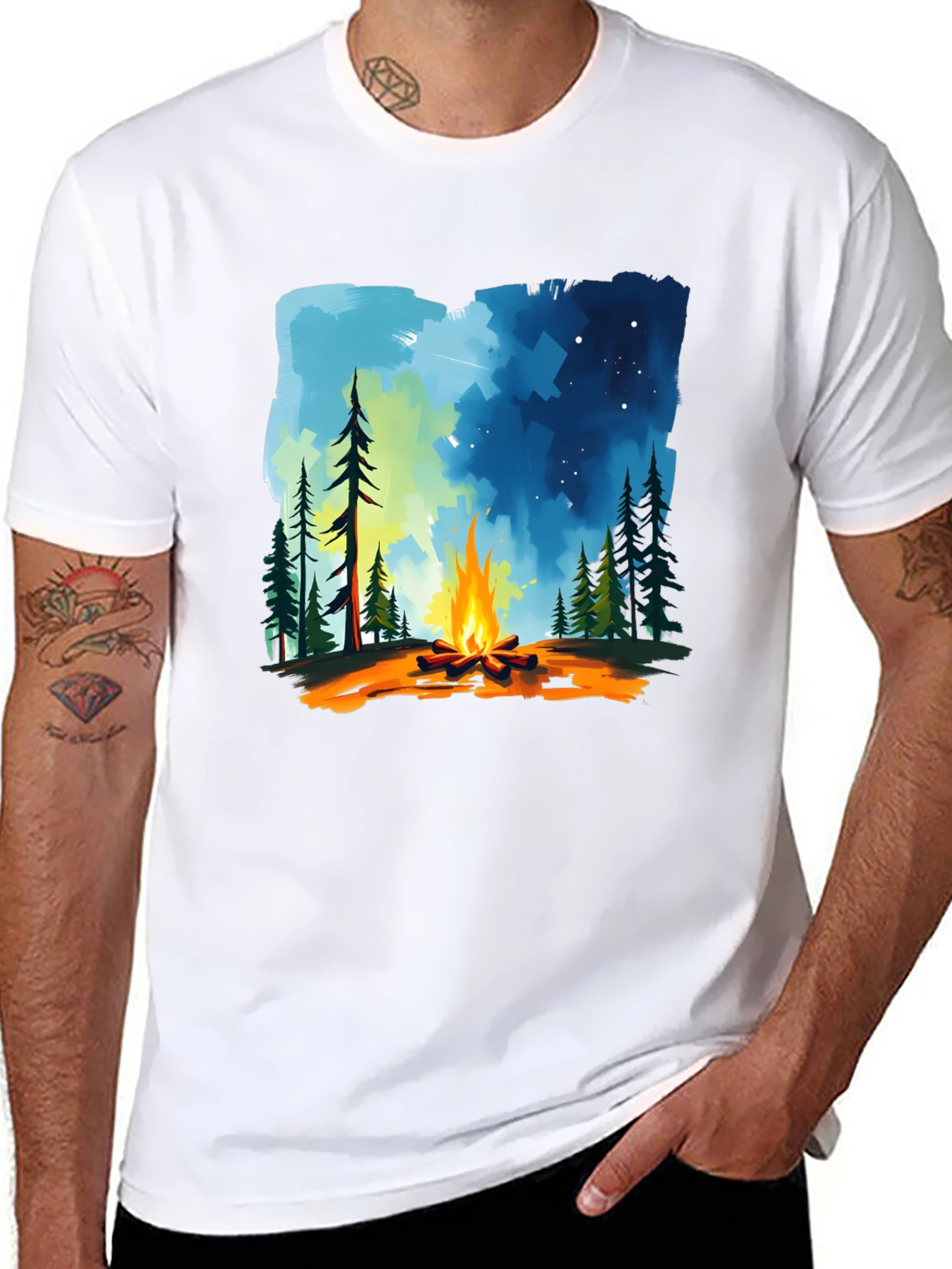 Campfire Graphic Tee - Nature Adventure Shirt