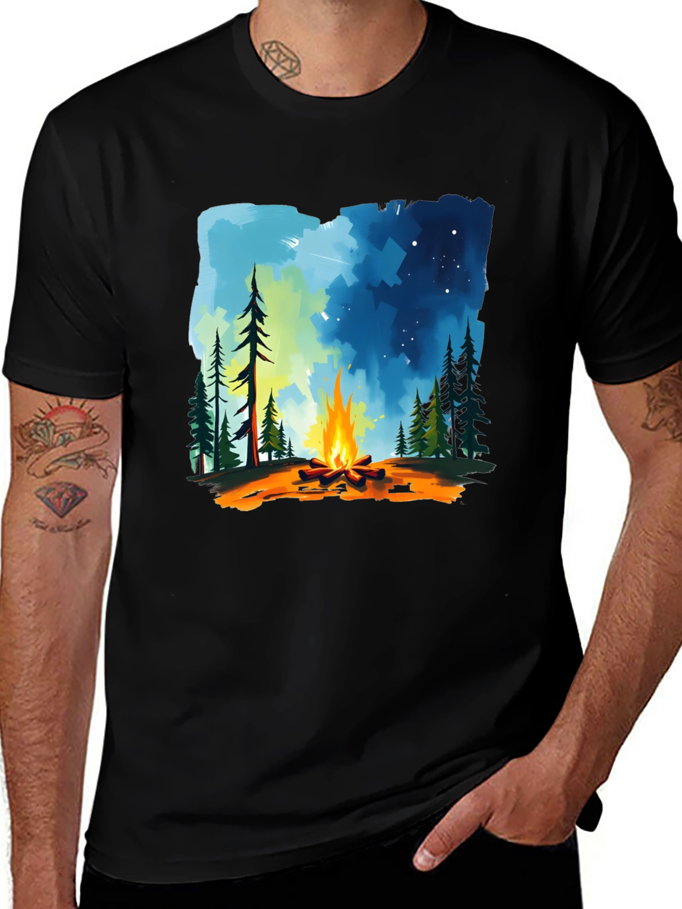 Campfire Graphic Tee - Nature Adventure Shirt