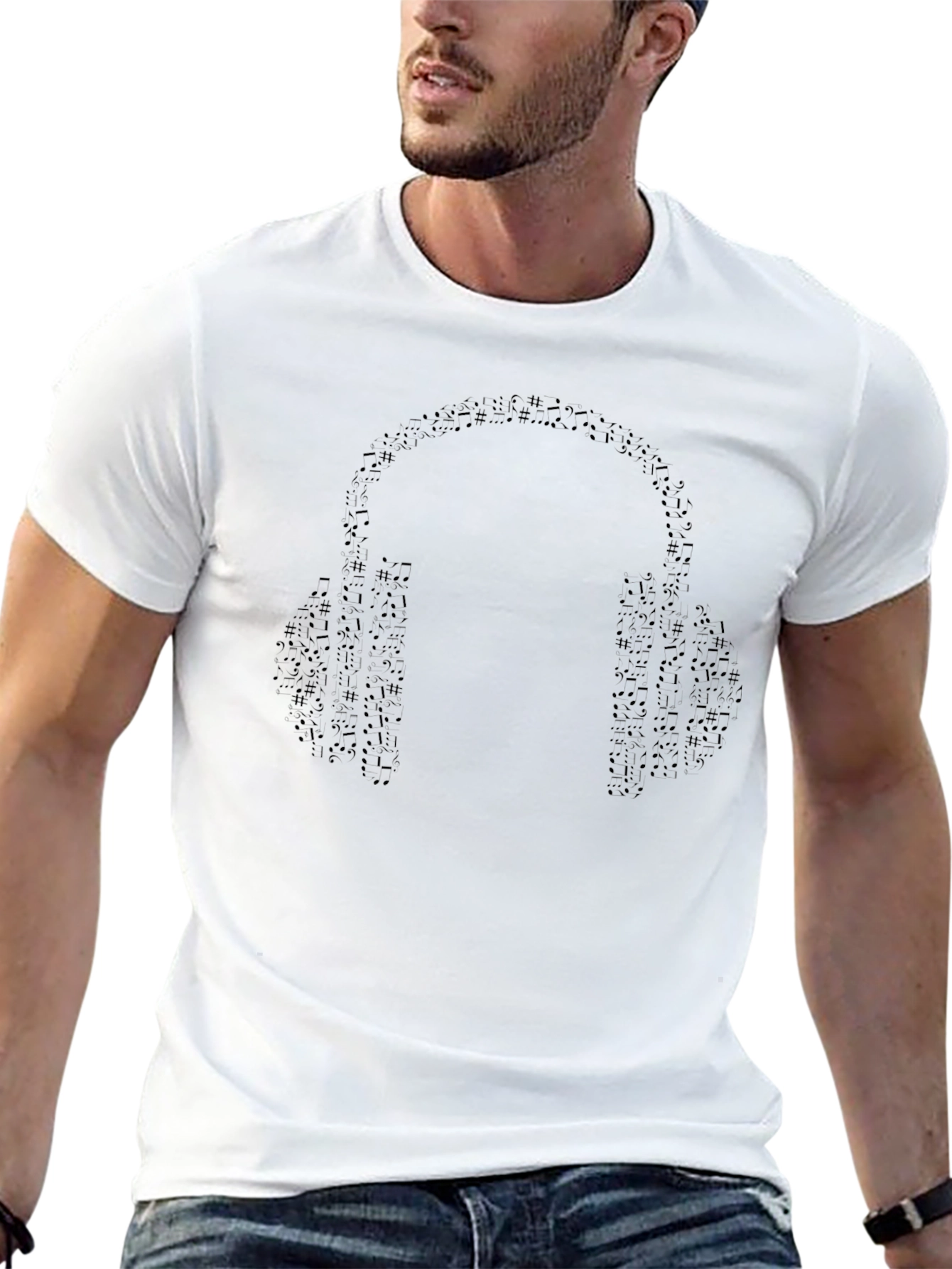 Music Lover Headphone Graphic Black T-Shirt