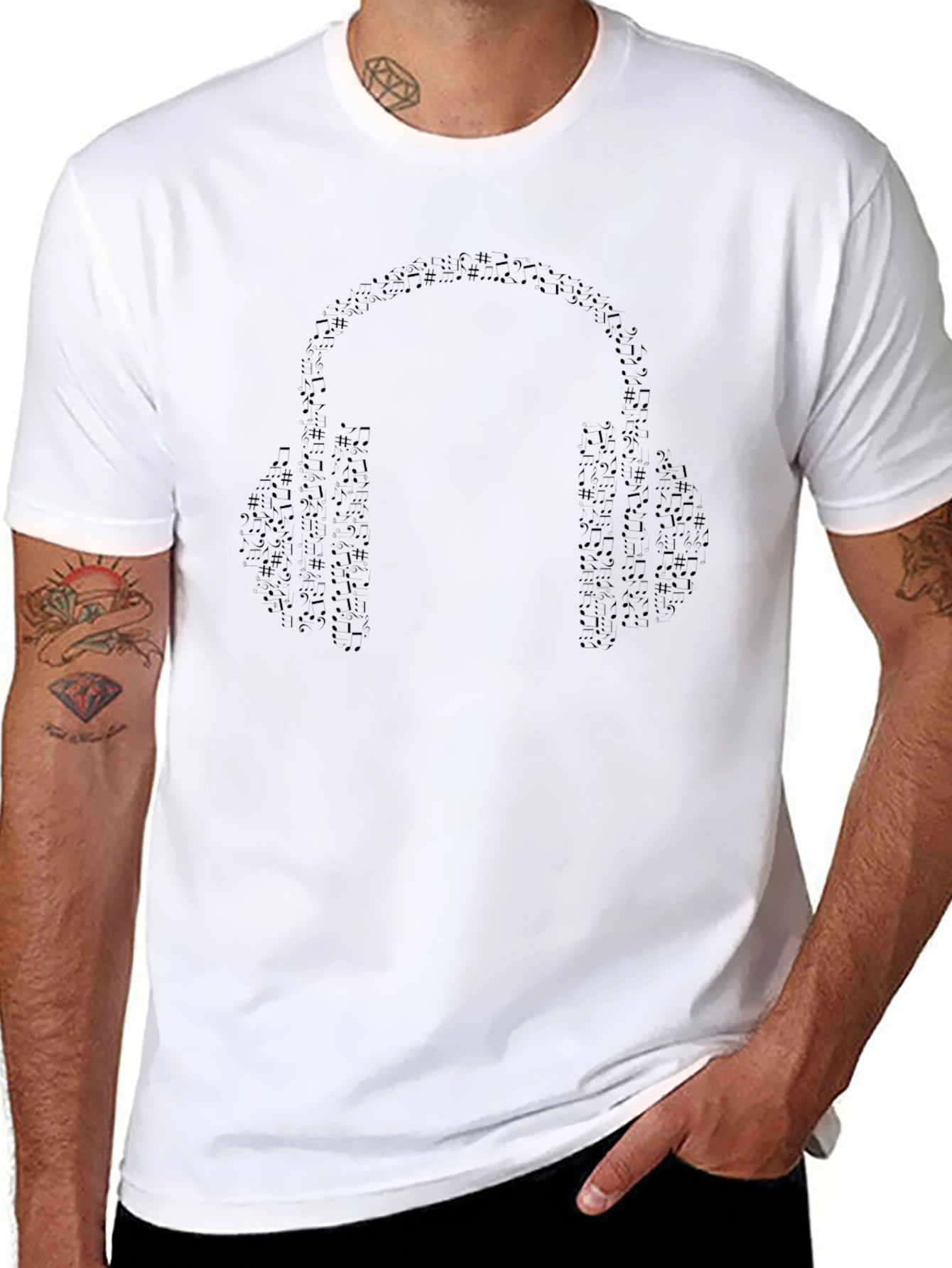 Music Lover Headphone Graphic Black T-Shirt