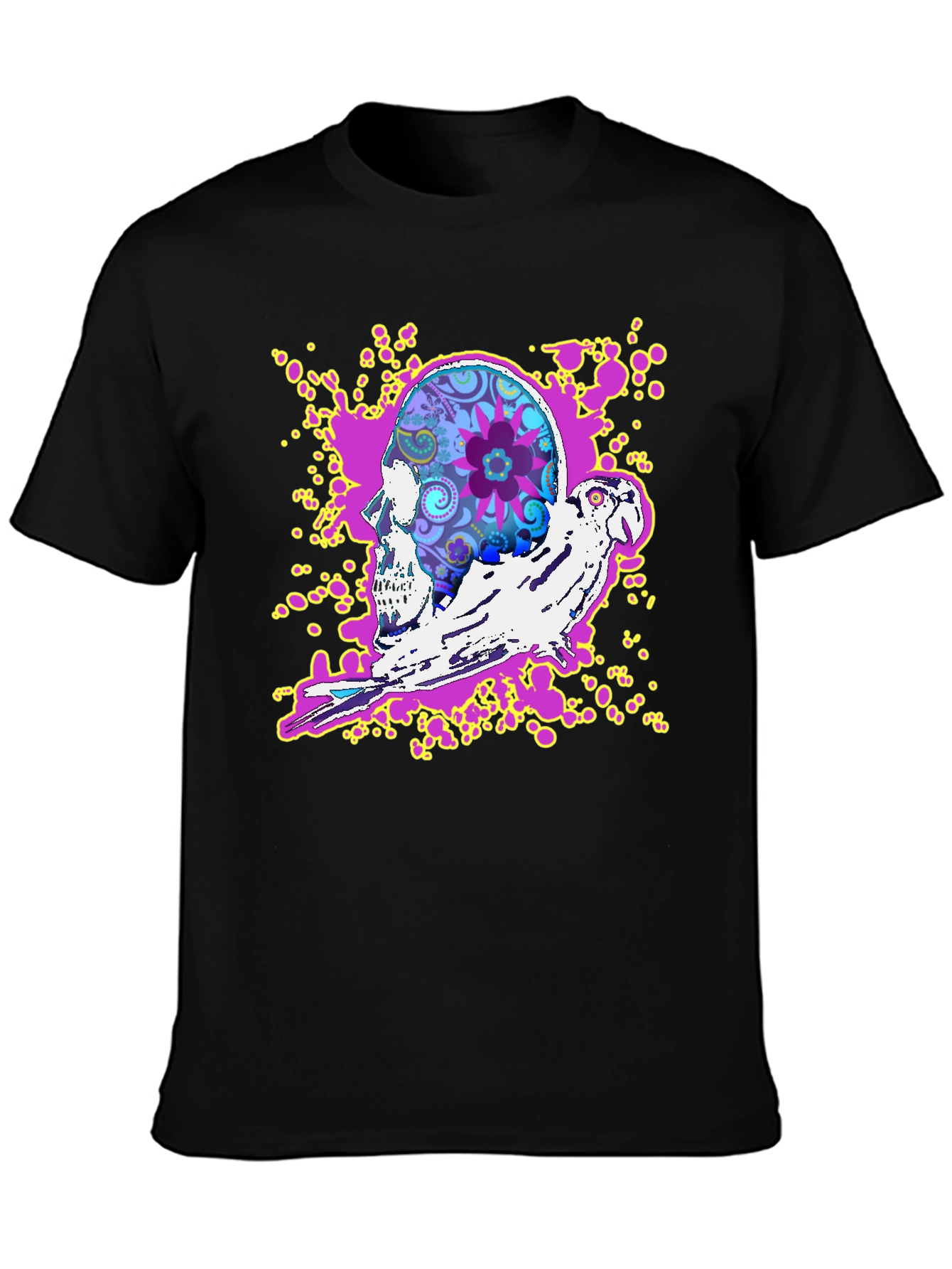 Skull & Parrot Graphic T-Shirt - Unique Design