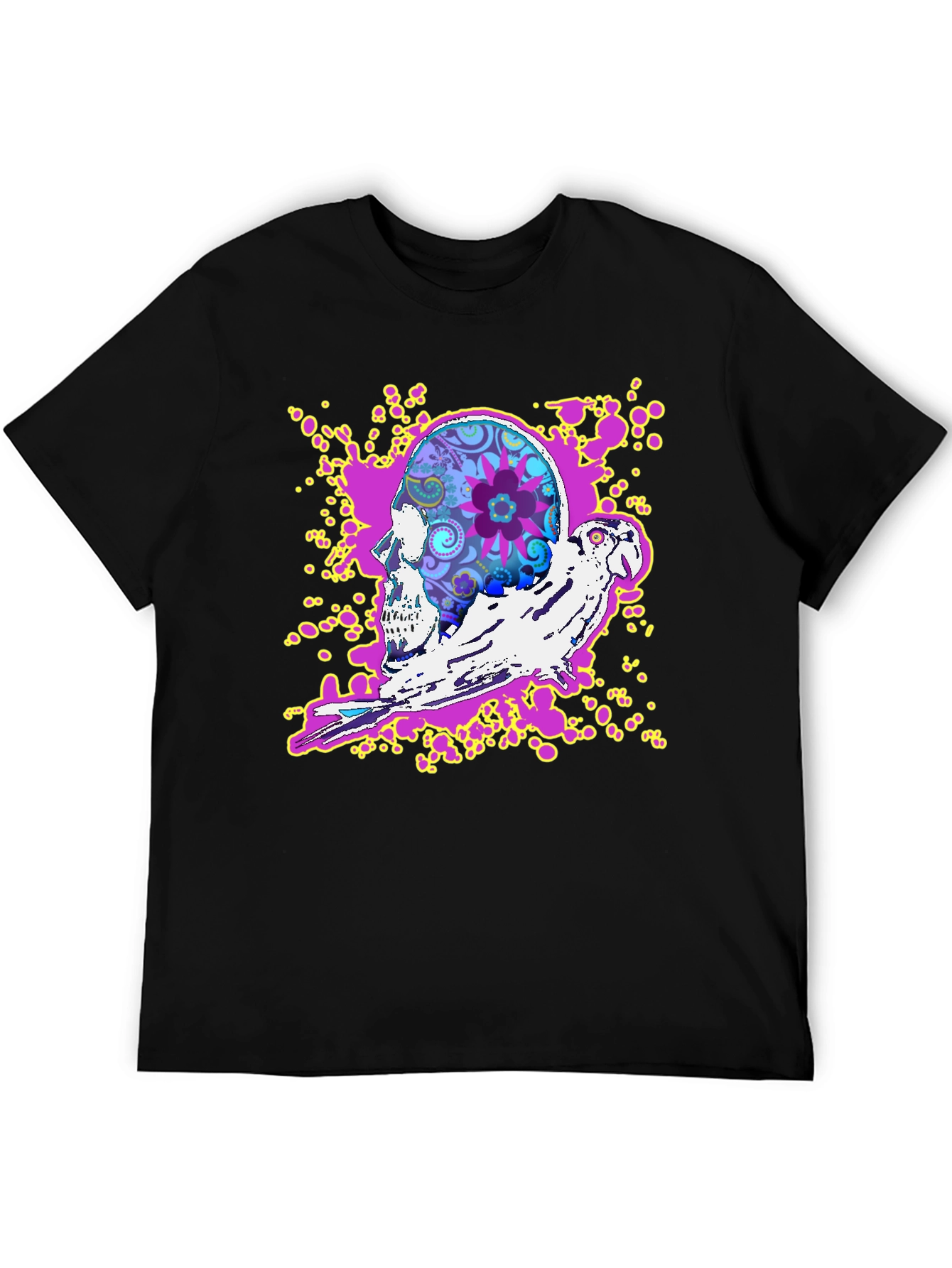 Skull & Parrot Graphic T-Shirt - Unique Design