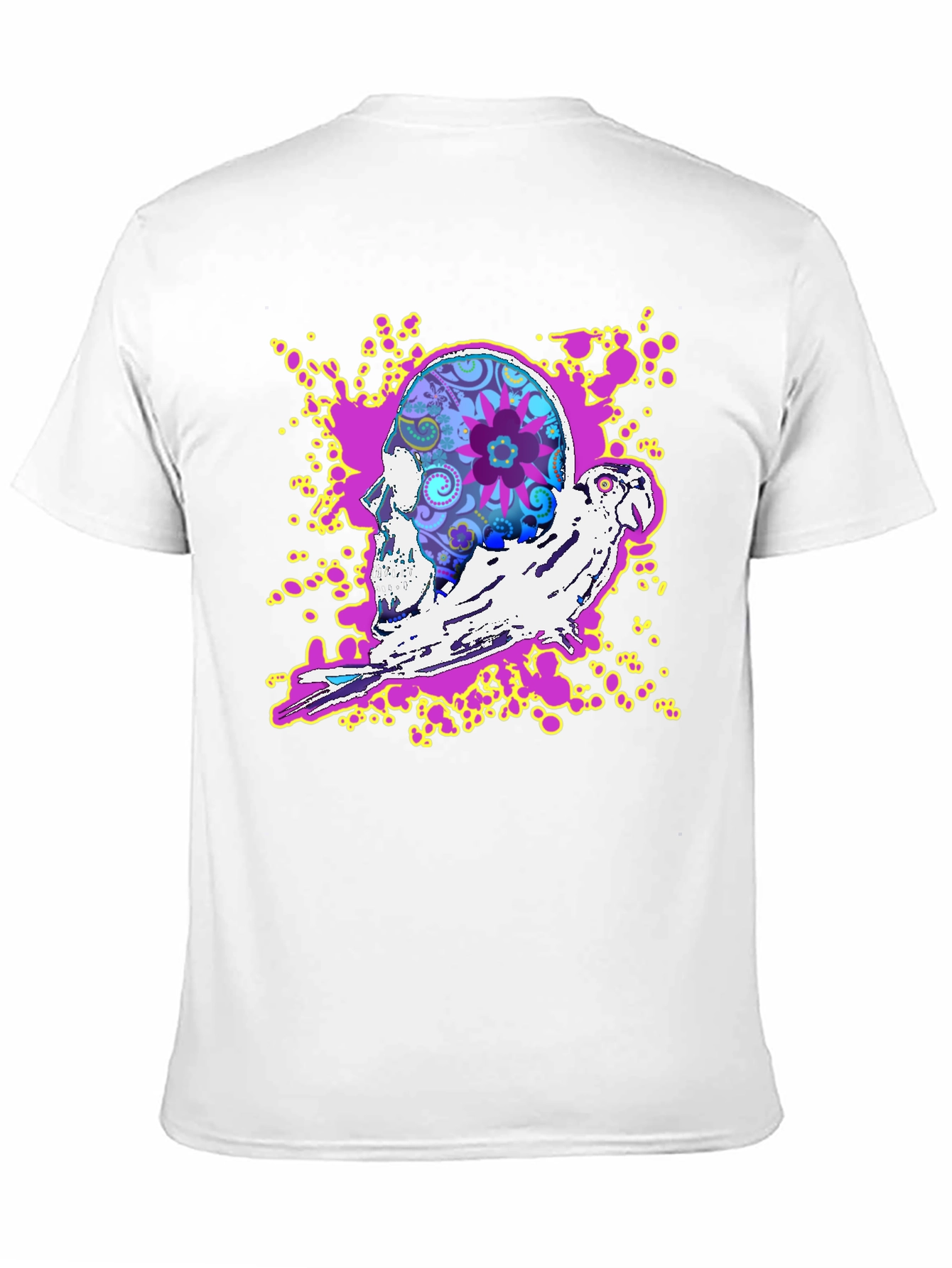 Skull & Parrot Graphic T-Shirt - Unique Design