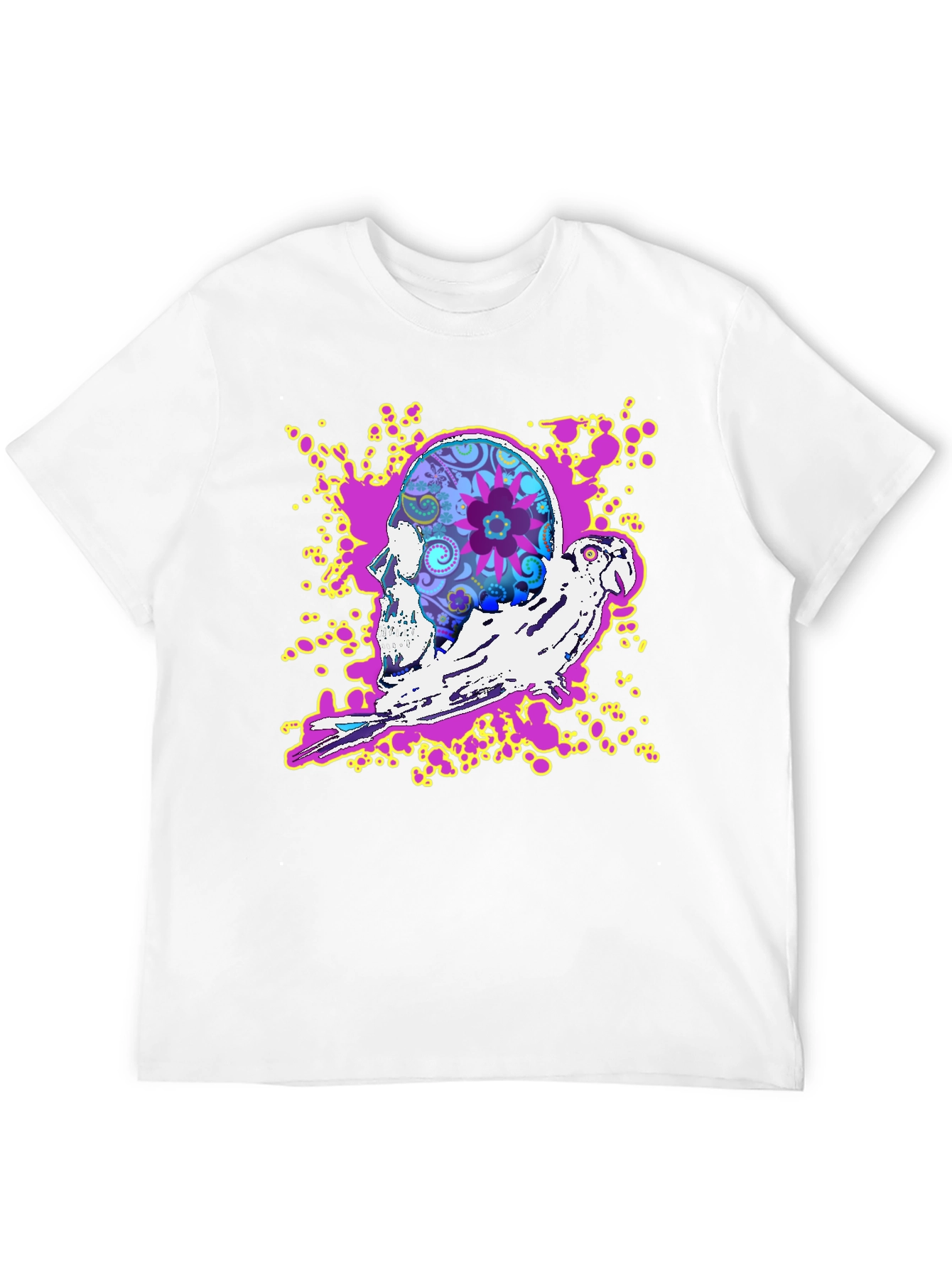 Skull & Parrot Graphic T-Shirt - Unique Design