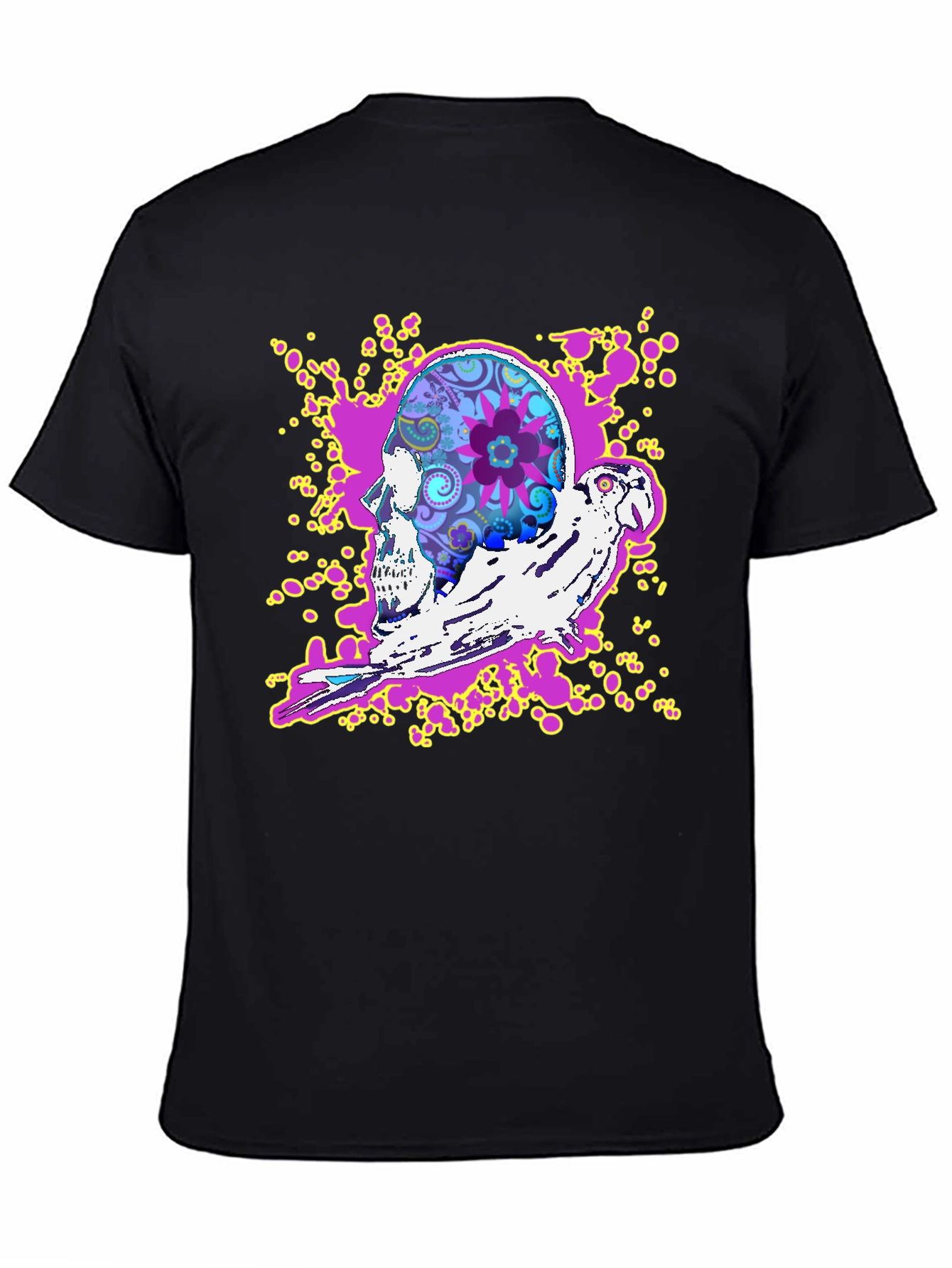Skull & Parrot Graphic T-Shirt - Unique Design