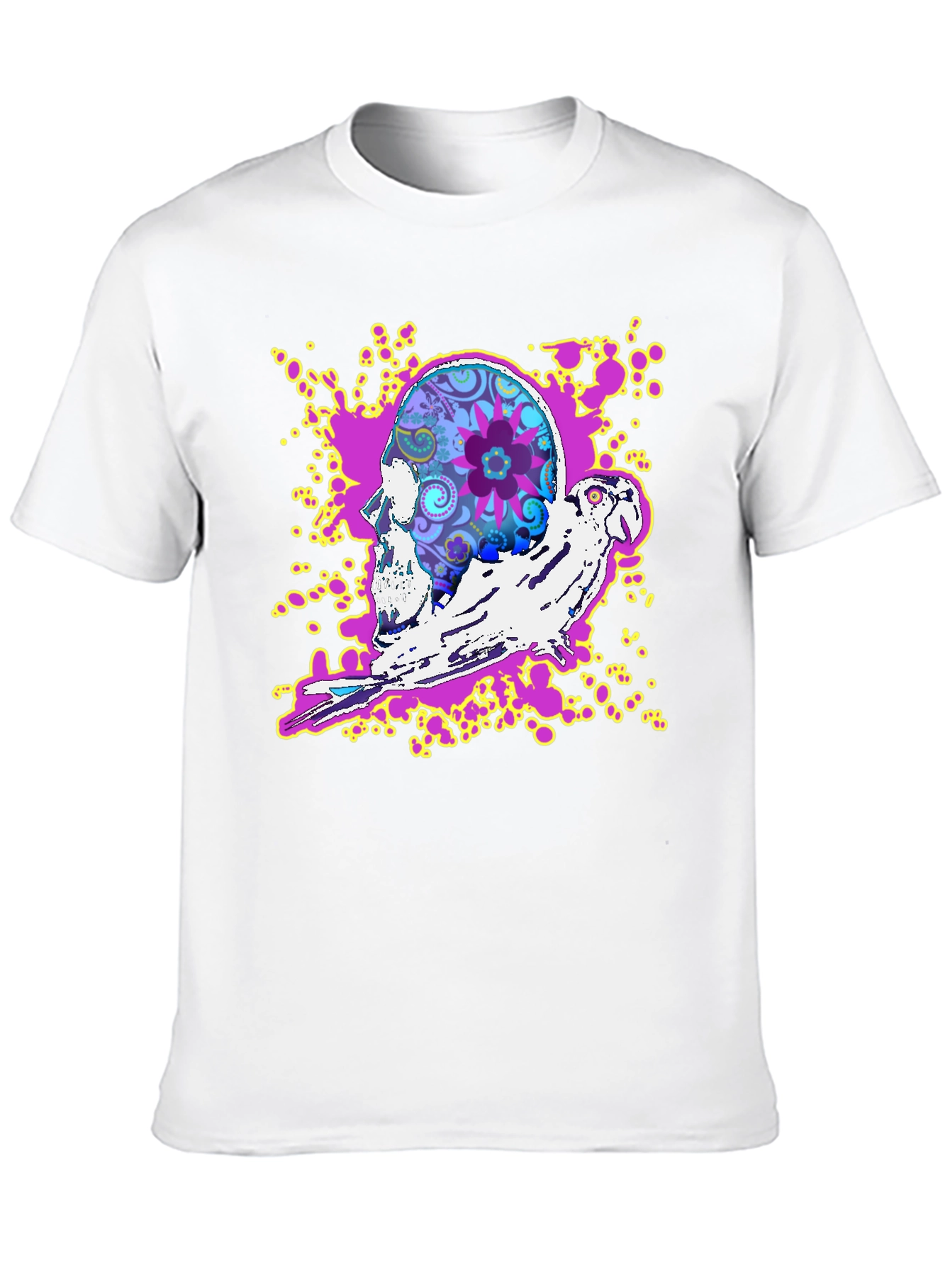 Skull & Parrot Graphic T-Shirt - Unique Design