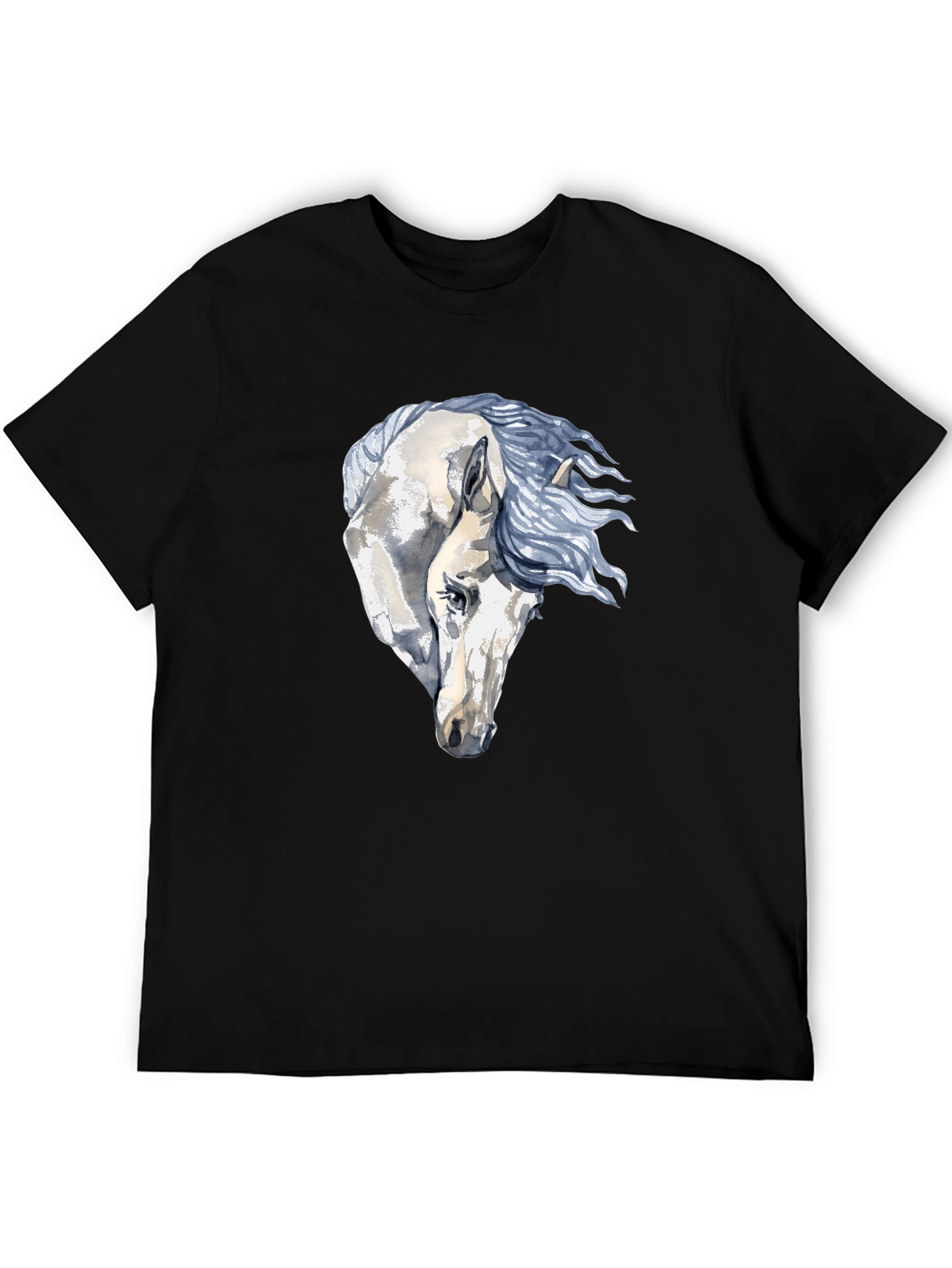 Horse Graphic Print Black T-Shirt
