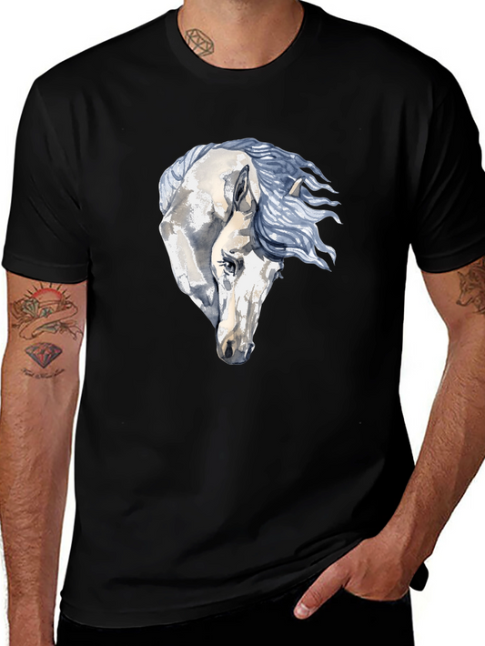 Horse Graphic Print Black T-Shirt