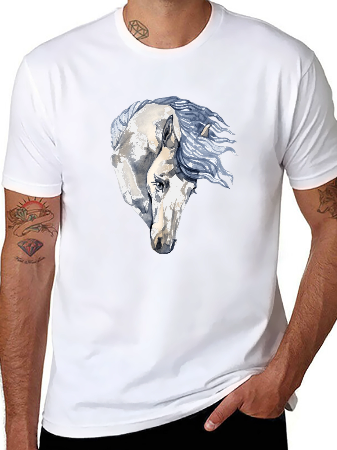 Horse Graphic Print Black T-Shirt