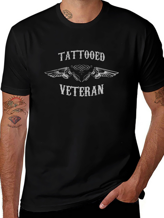 Tattooed Veteran Graphic Tee - Black Cotton Blend