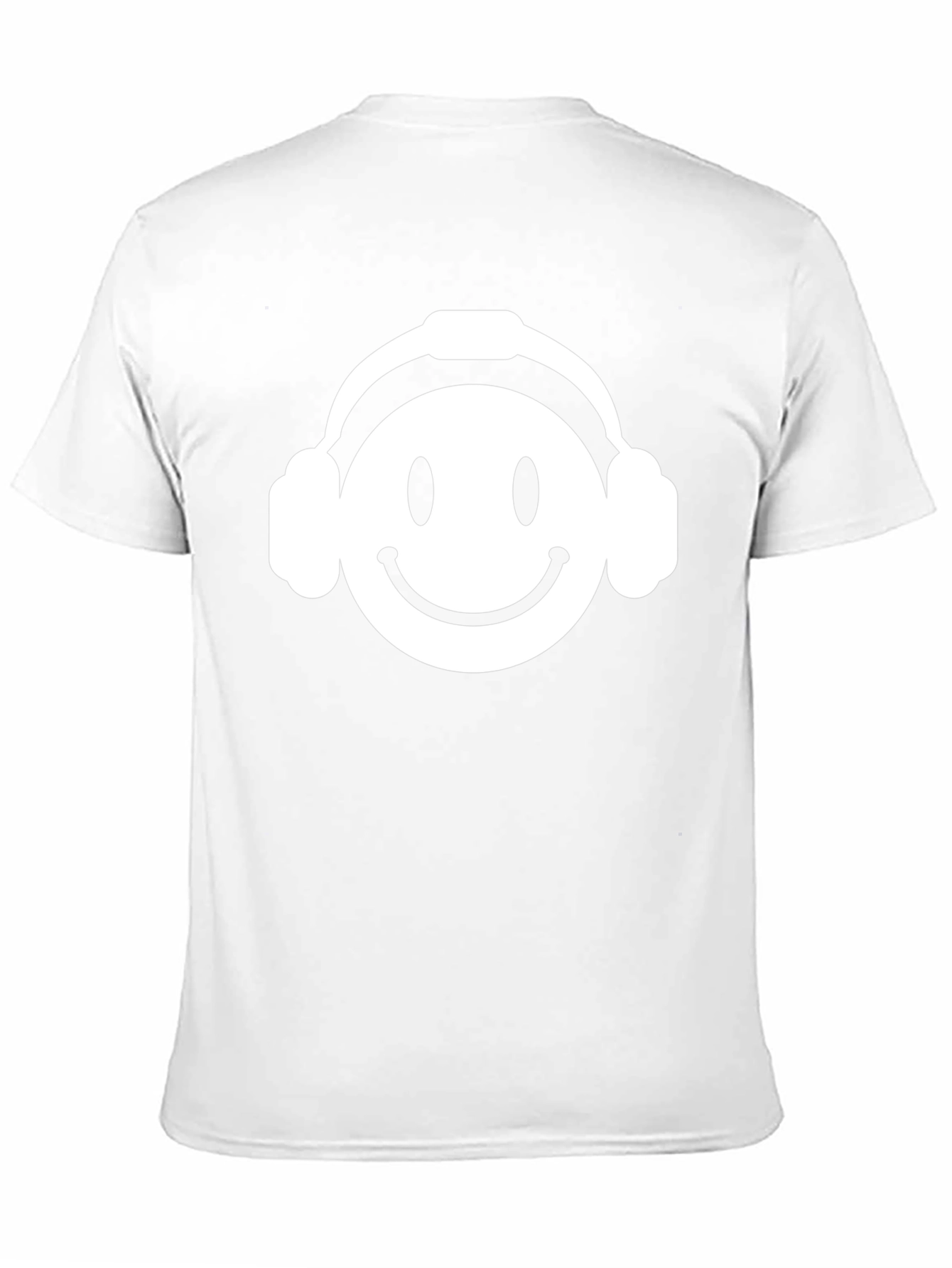 Smiley Face Headphones Black T-Shirt