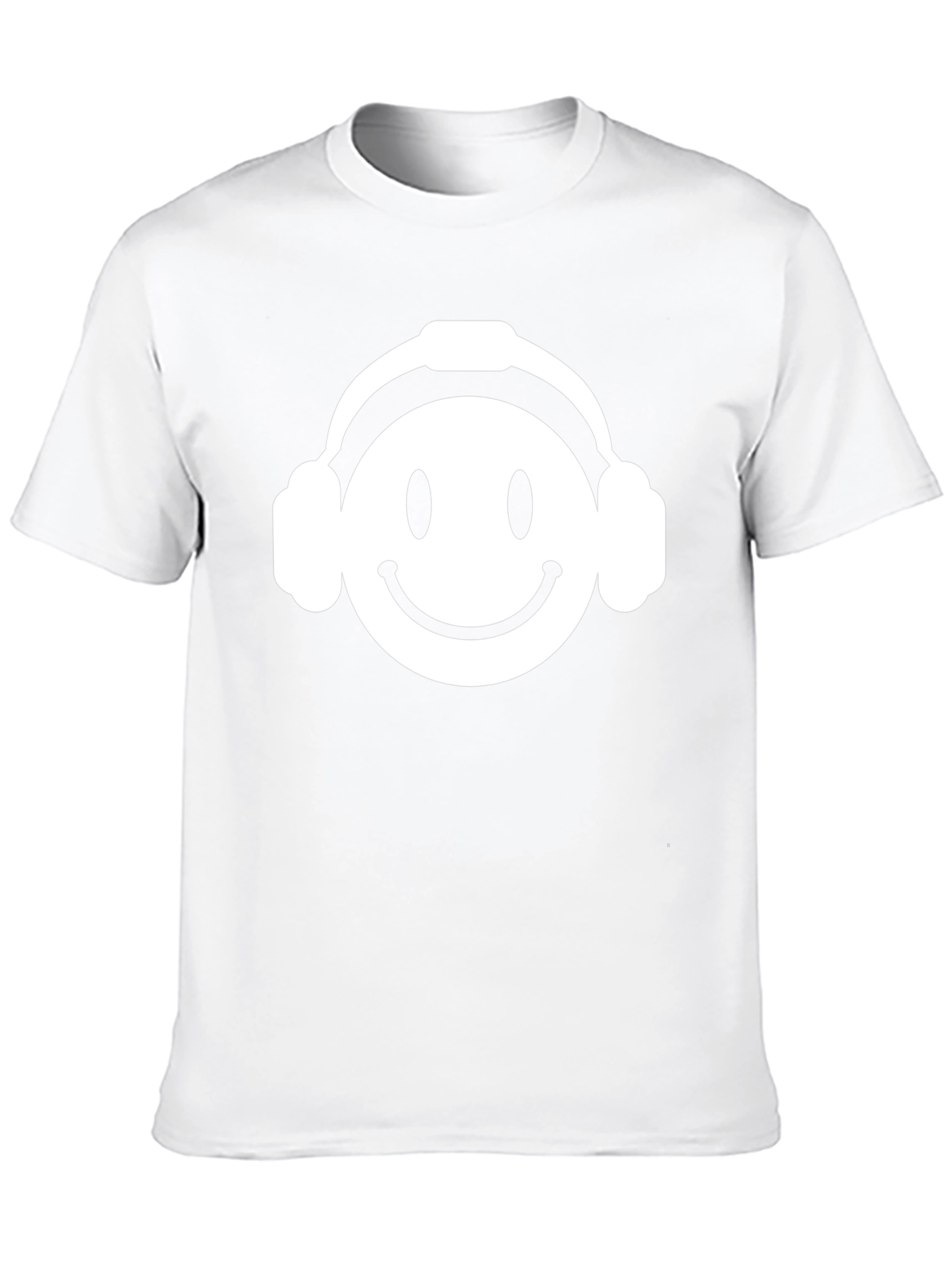Smiley Face Headphones Black T-Shirt