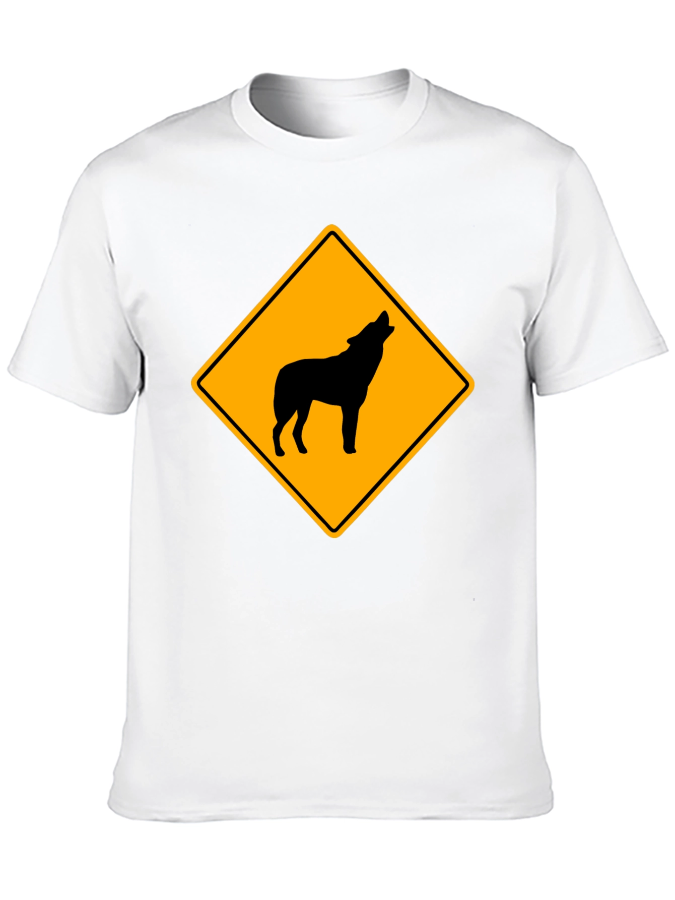 Wolf Crossing Sign Black T-Shirt