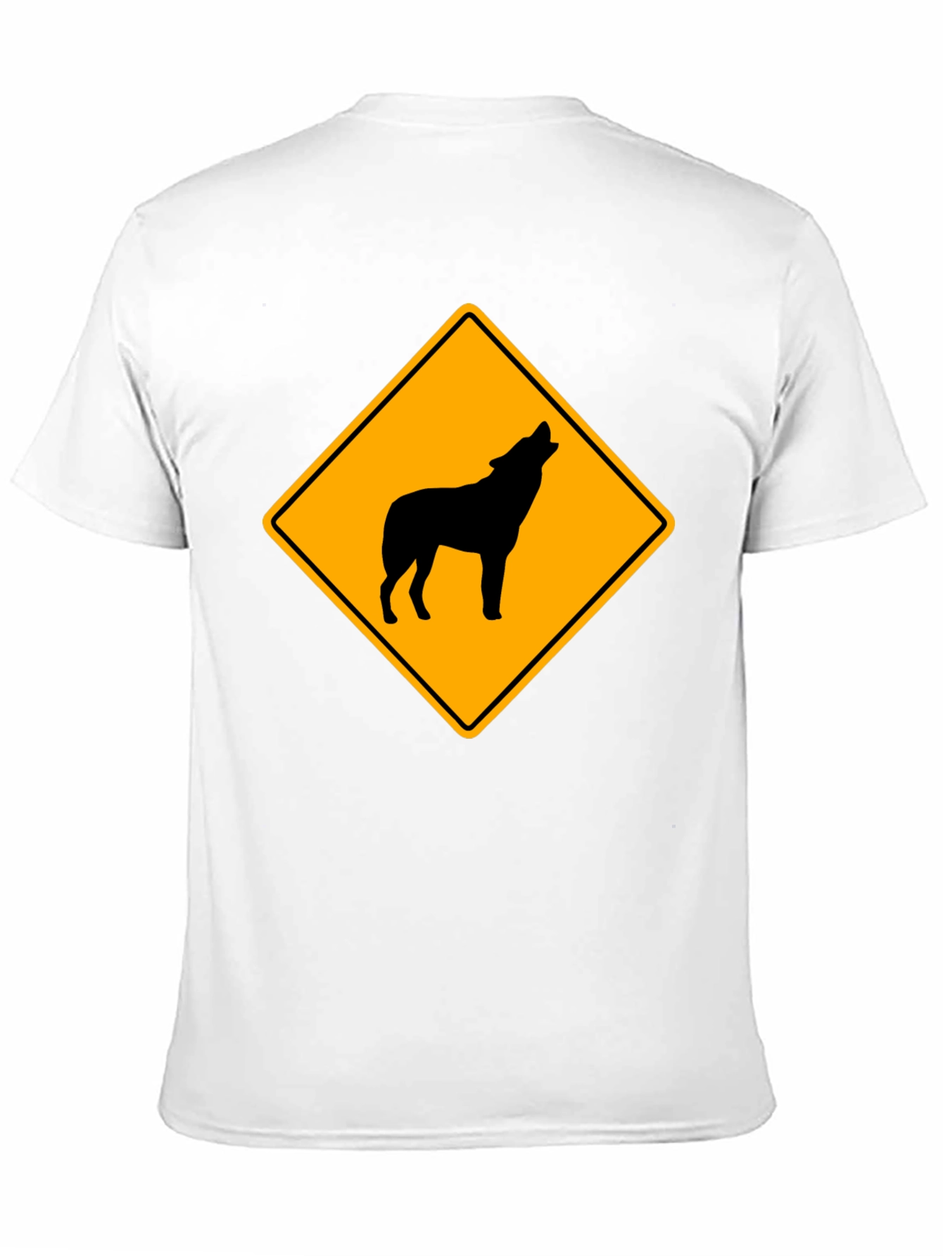 Wolf Crossing Sign Black T-Shirt