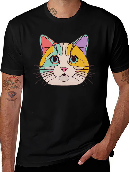 Colorful Cat Graphic T-Shirt - Unisex Cotton Tee