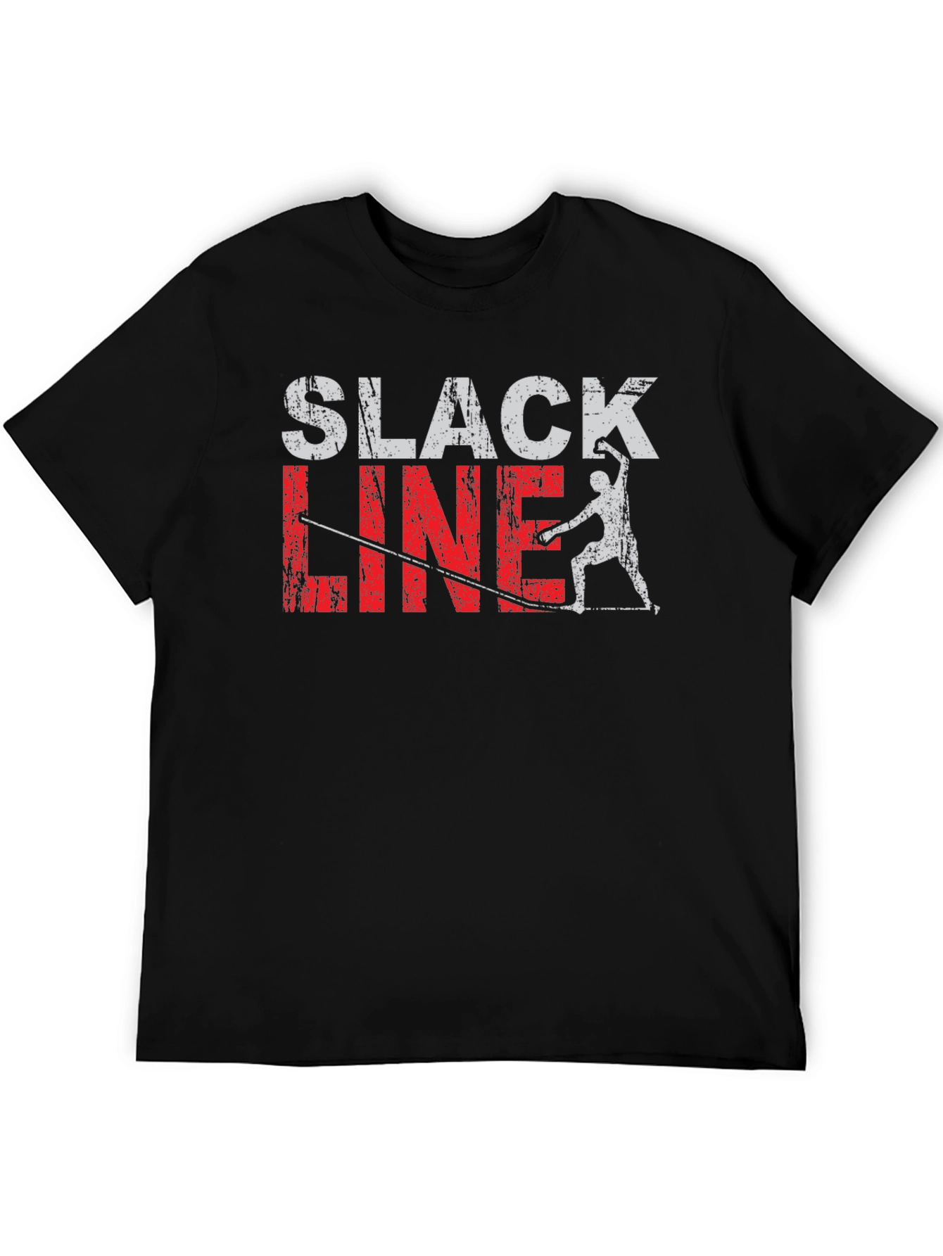 Slackline T-Shirt Black Cotton Tee Fun Graphic