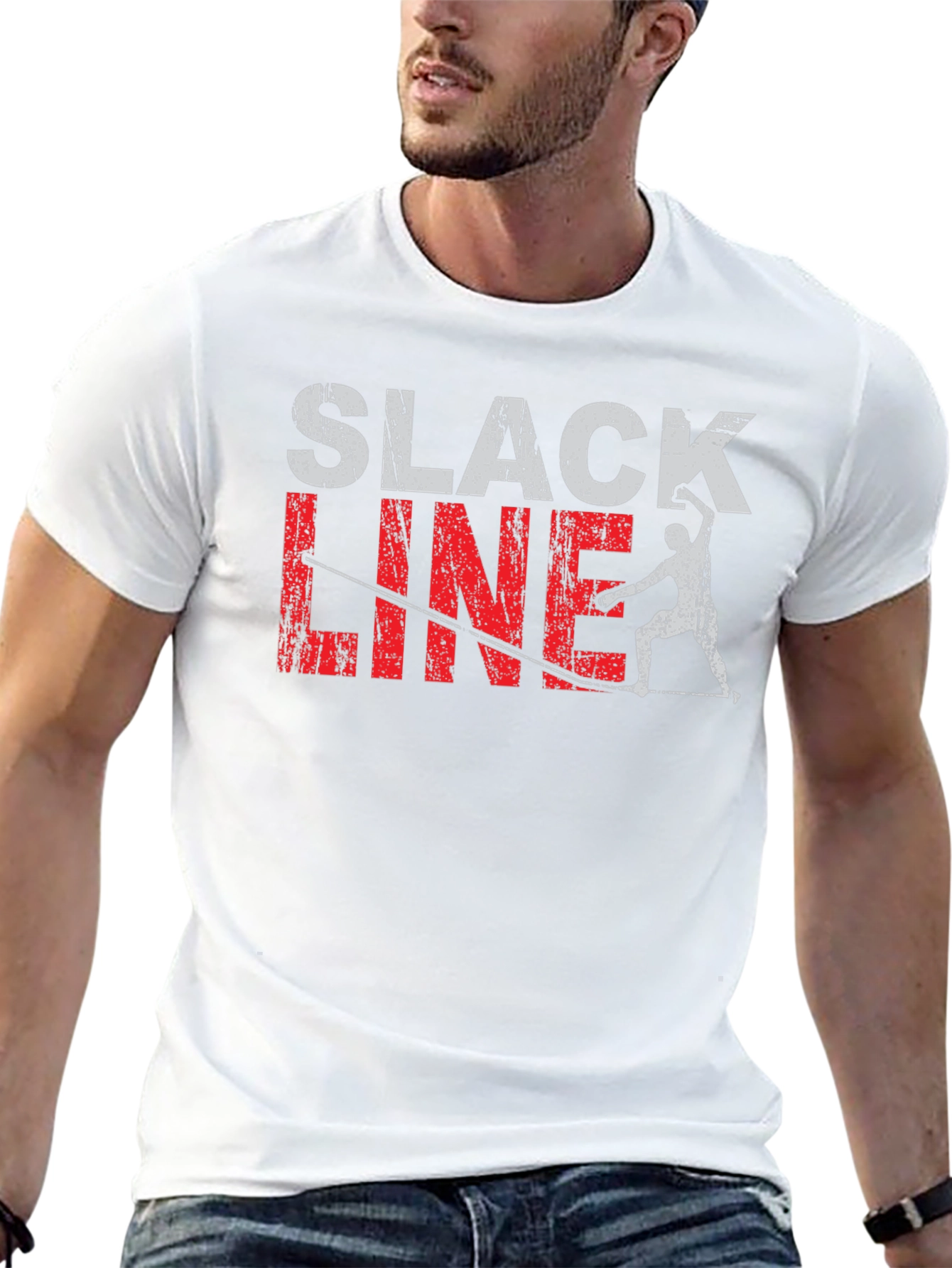 Slackline T-Shirt Black Cotton Tee Fun Graphic