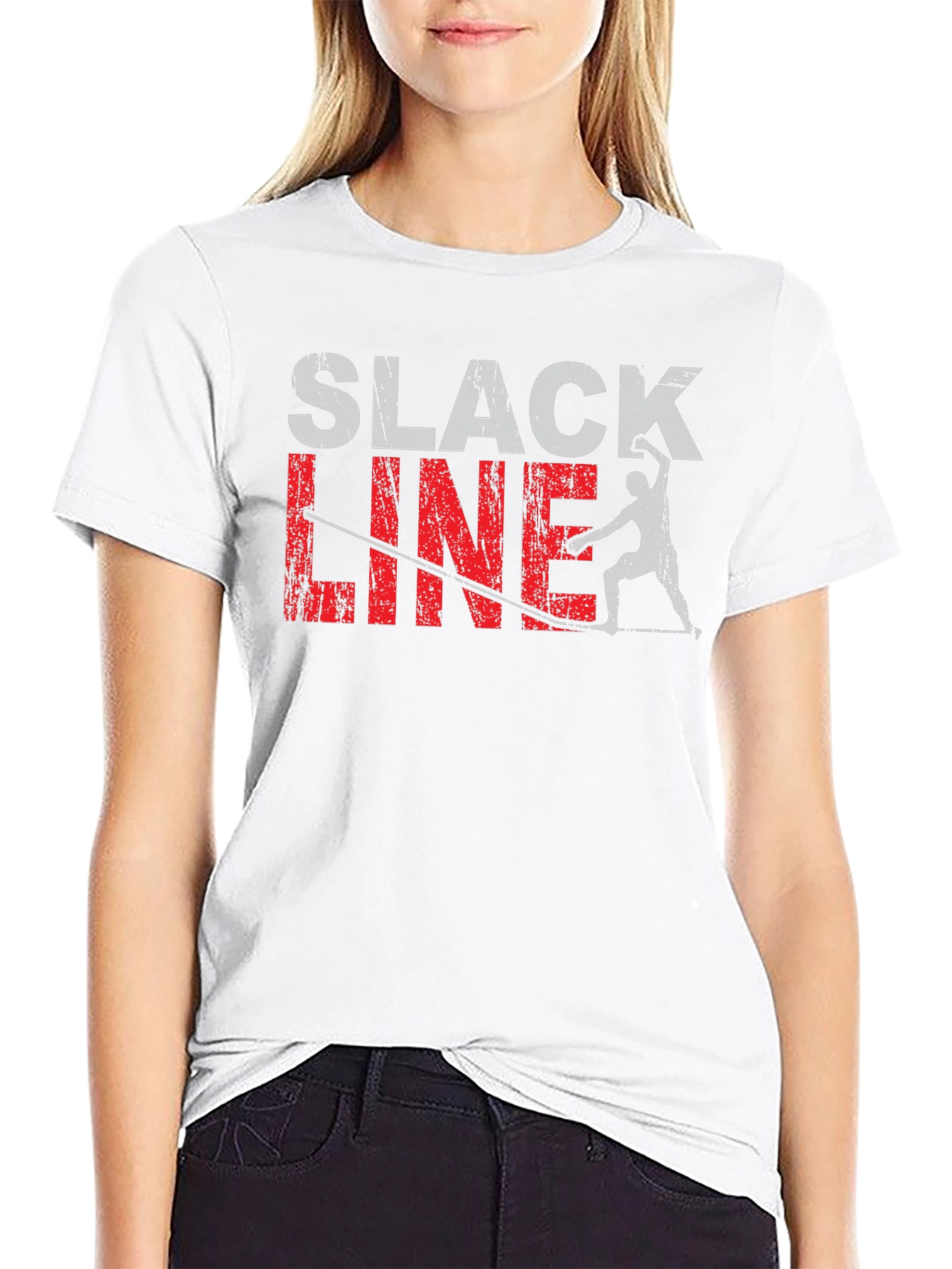 Slackline T-Shirt Black Cotton Tee Fun Graphic