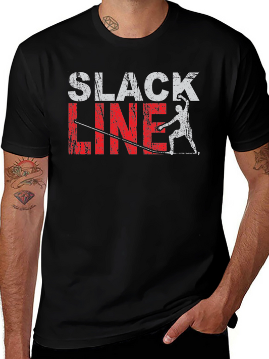 Slackline T-Shirt Black Cotton Tee Fun Graphic
