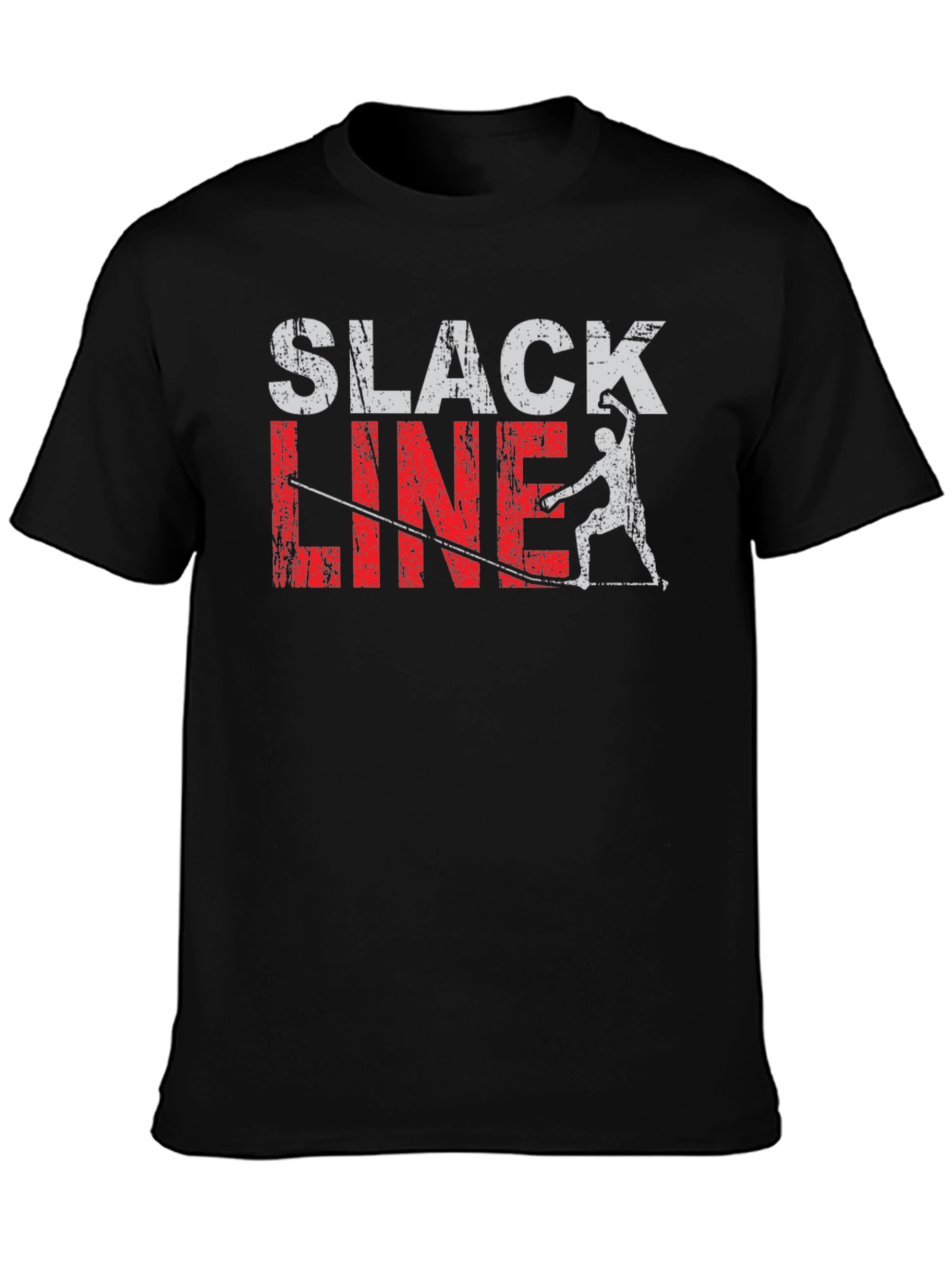 Slackline T-Shirt Black Cotton Tee Fun Graphic
