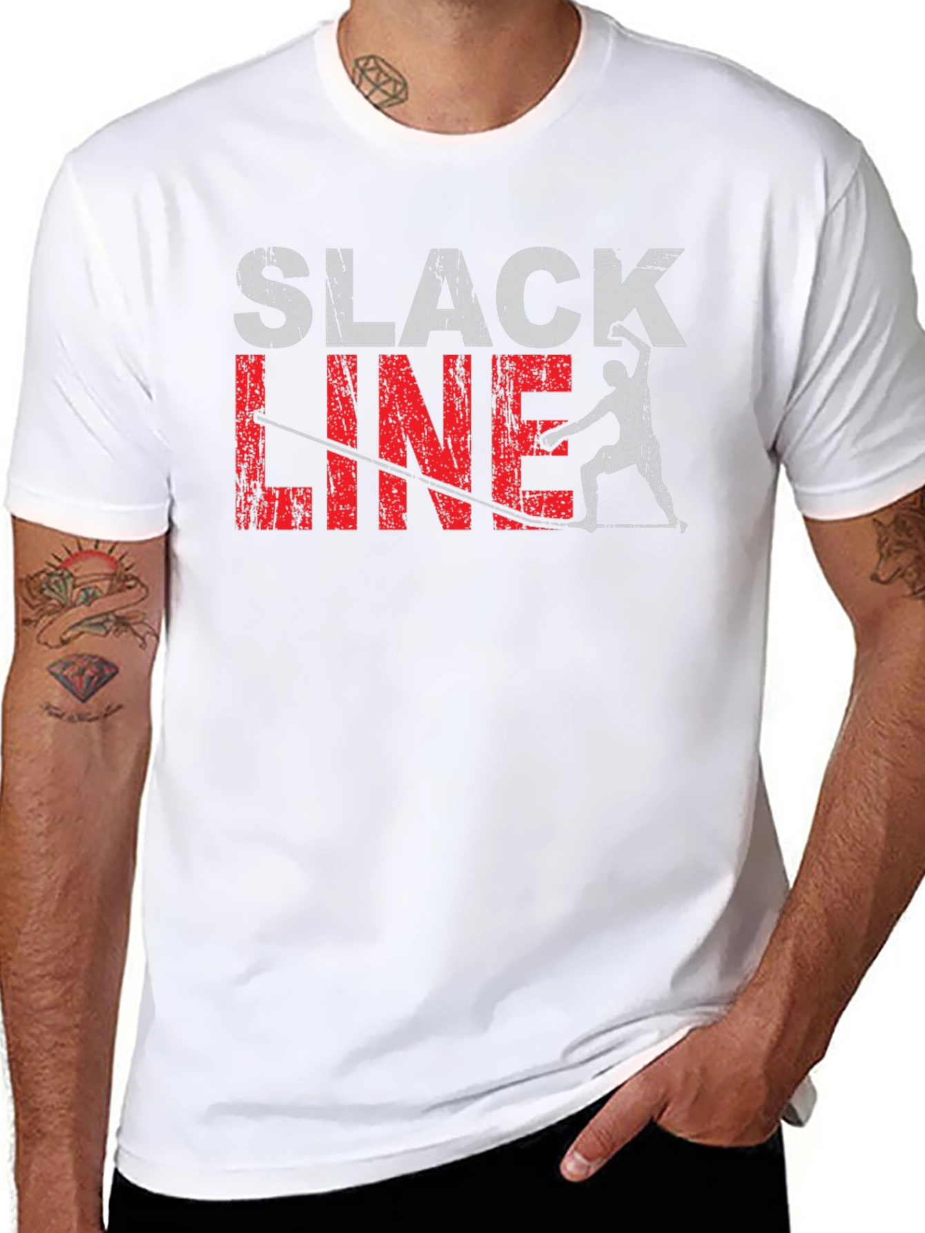 Slackline T-Shirt Black Cotton Tee Fun Graphic
