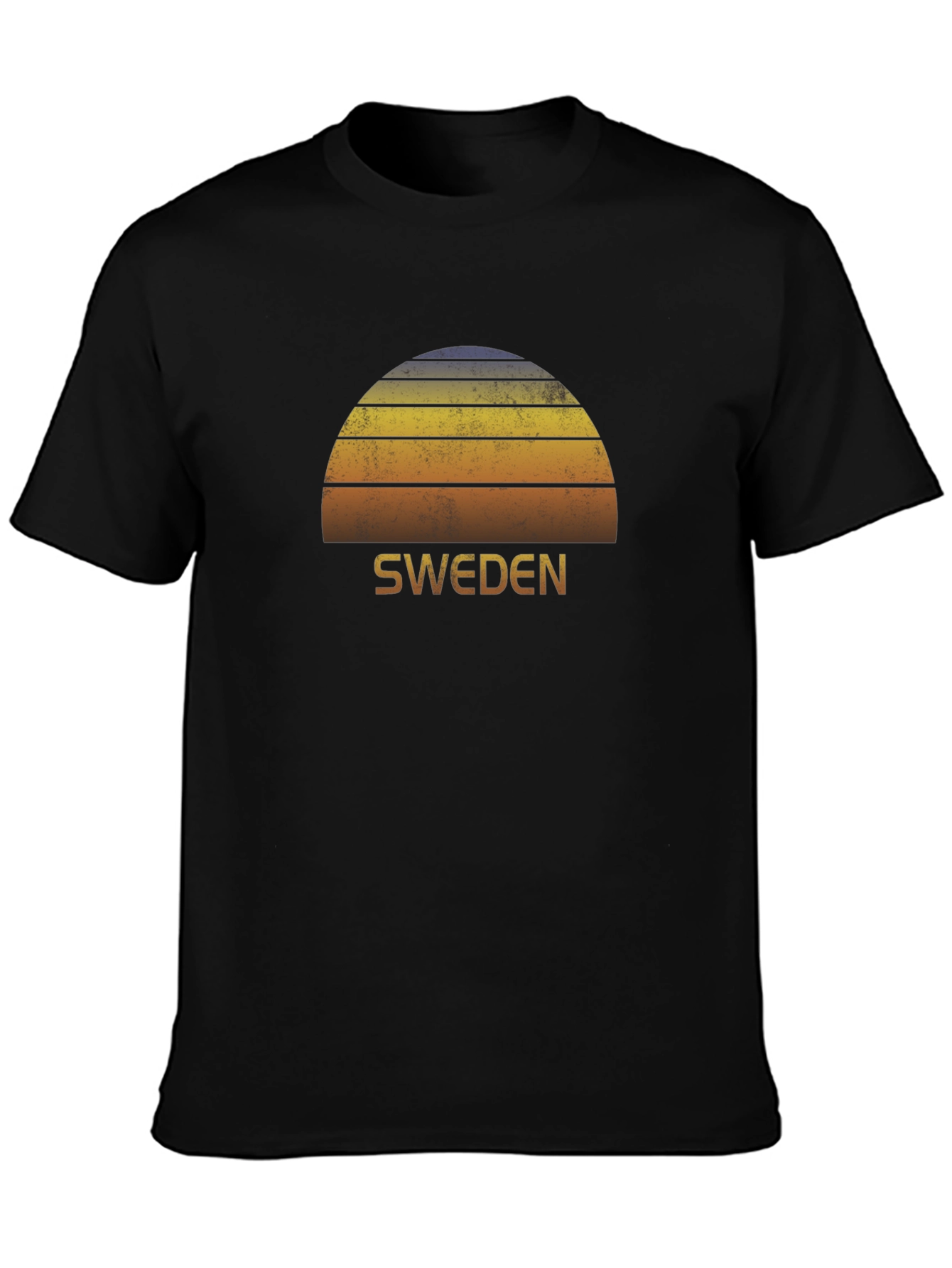 Retro Sweden Sunset Graphic T-Shirt - Black