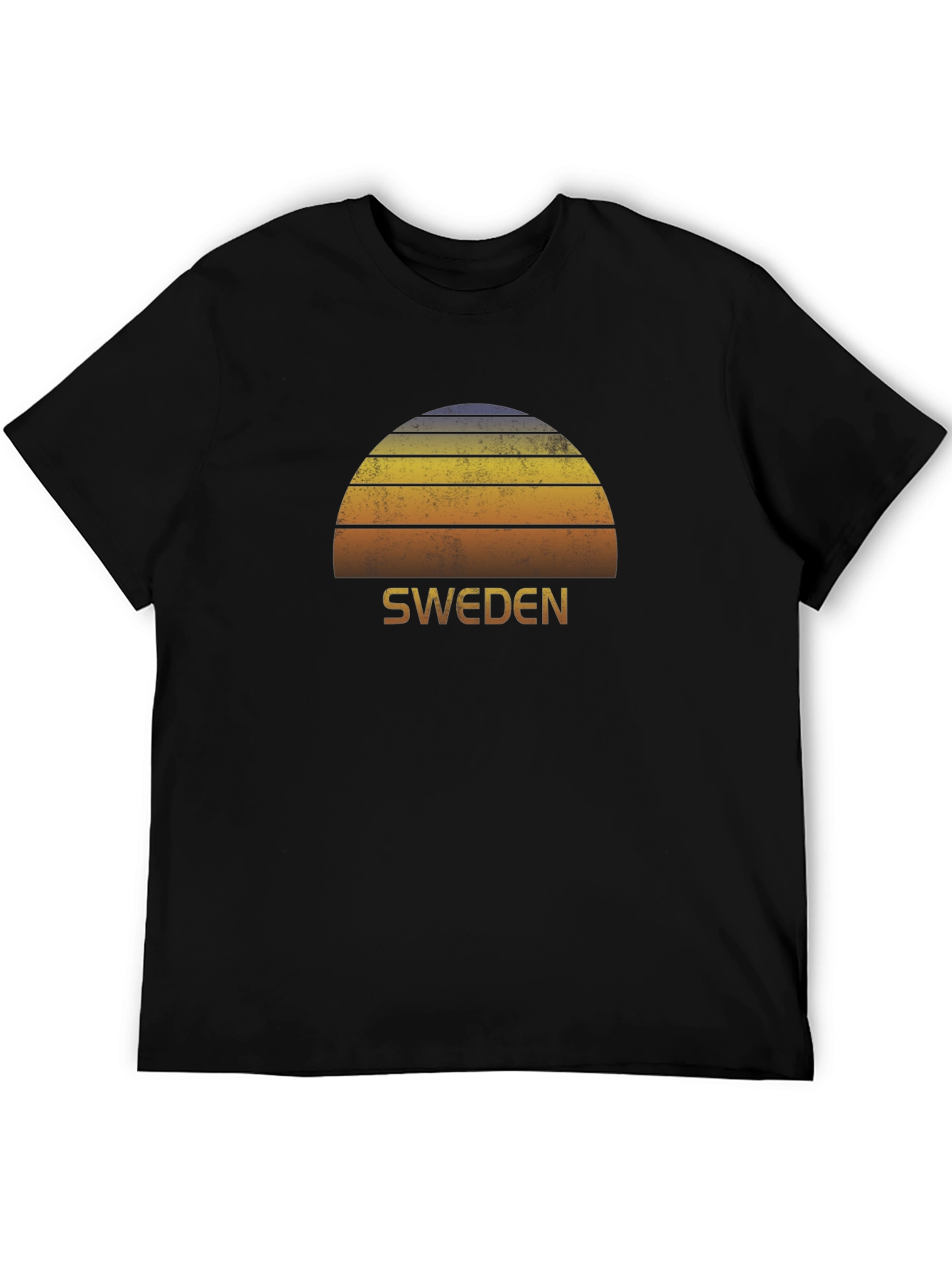 Retro Sweden Sunset Graphic T-Shirt - Black