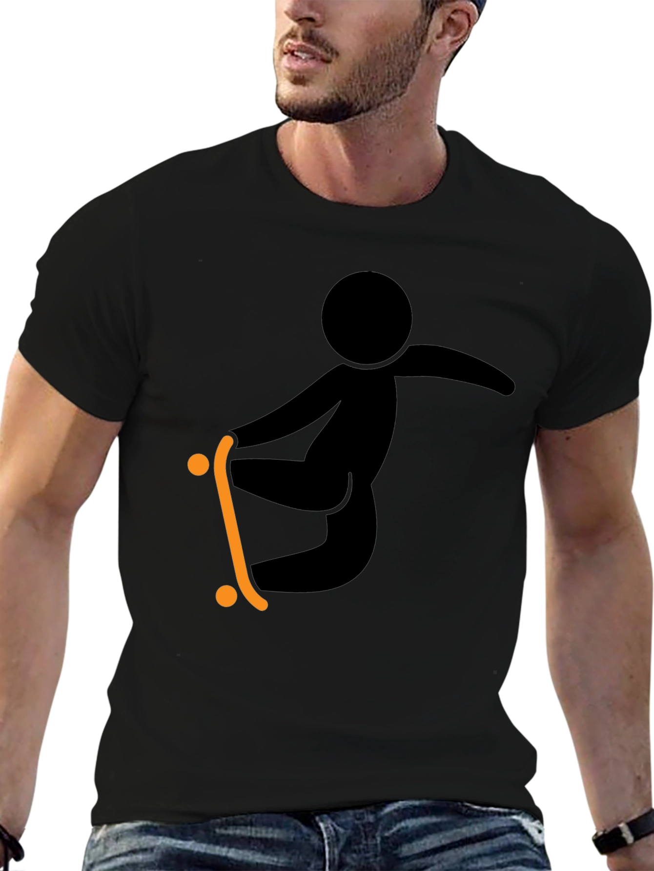 Skateboarding Graphic Tee - Black Casual Shirt