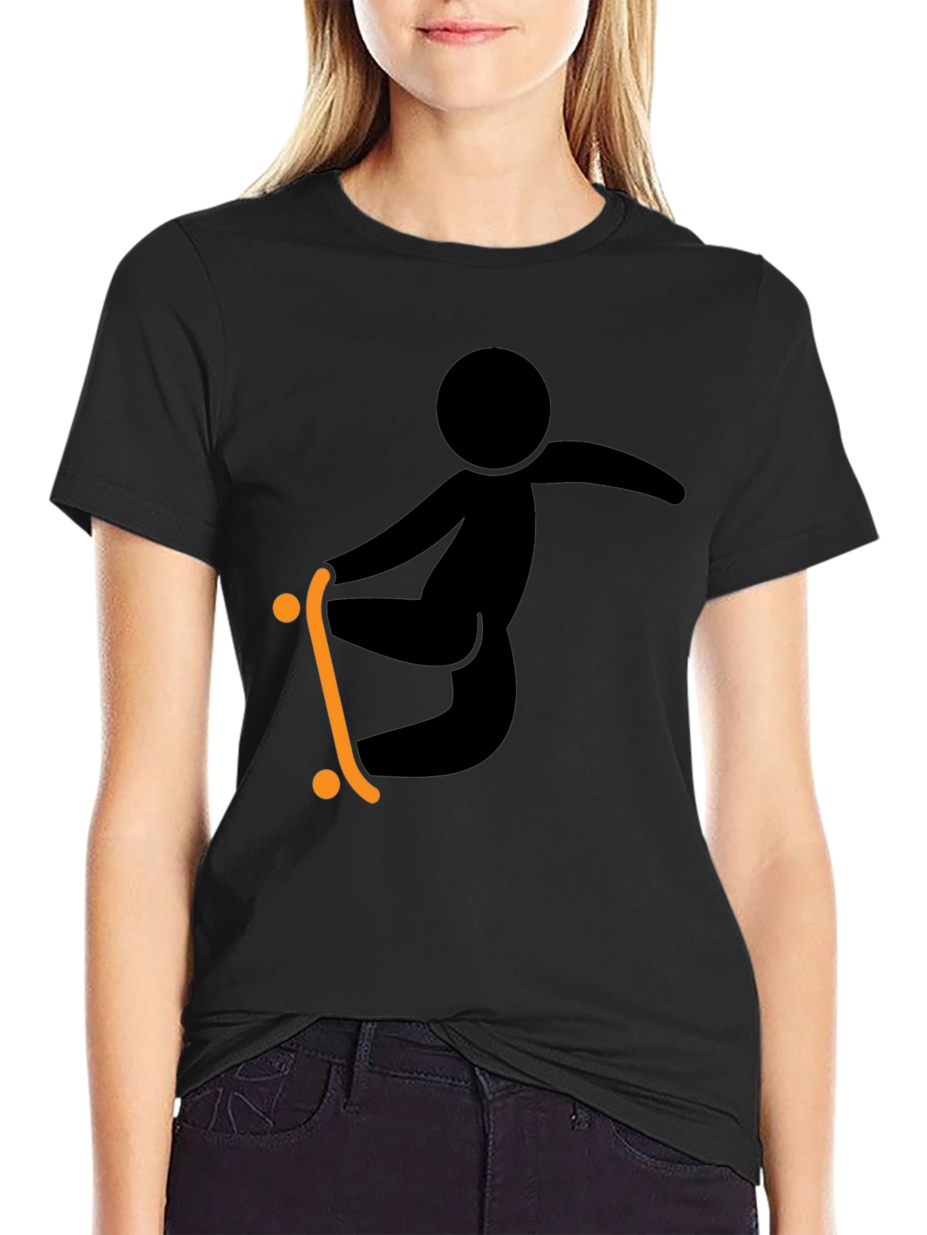 Skateboarding Graphic Tee - Black Casual Shirt