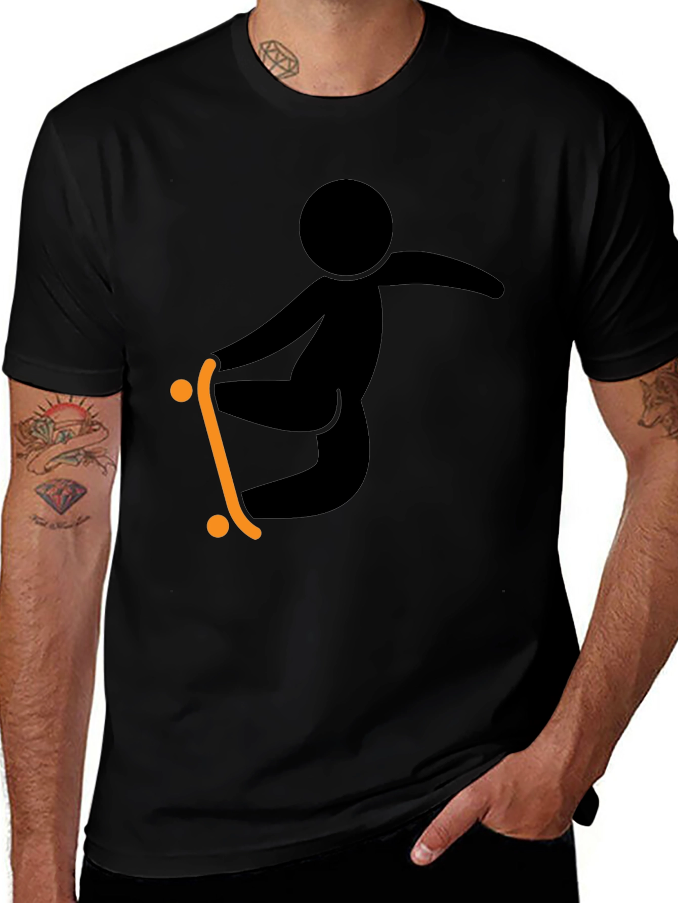 Skateboarding Graphic Tee - Black Casual Shirt