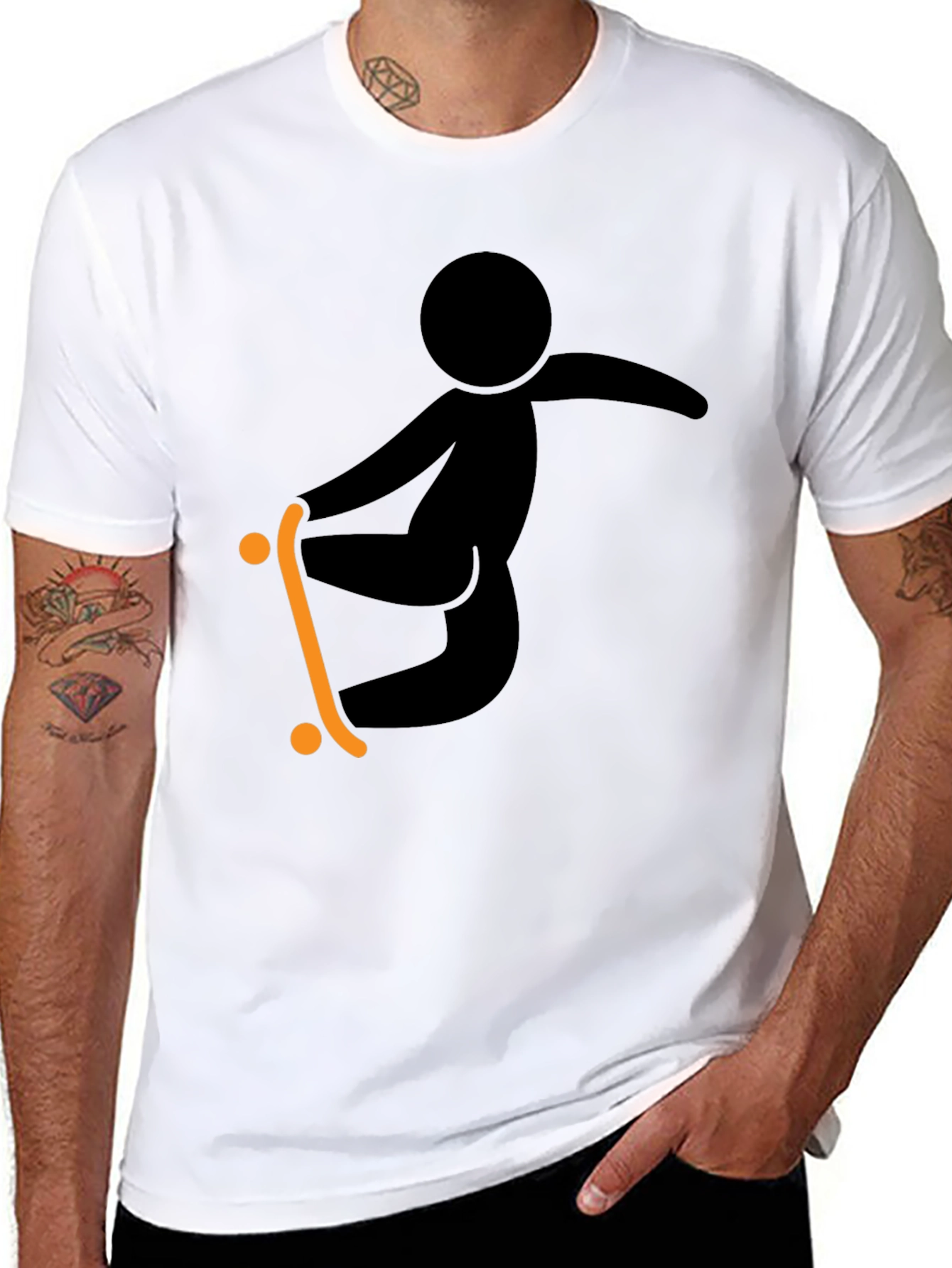 Skateboarding Graphic Tee - Black Casual Shirt