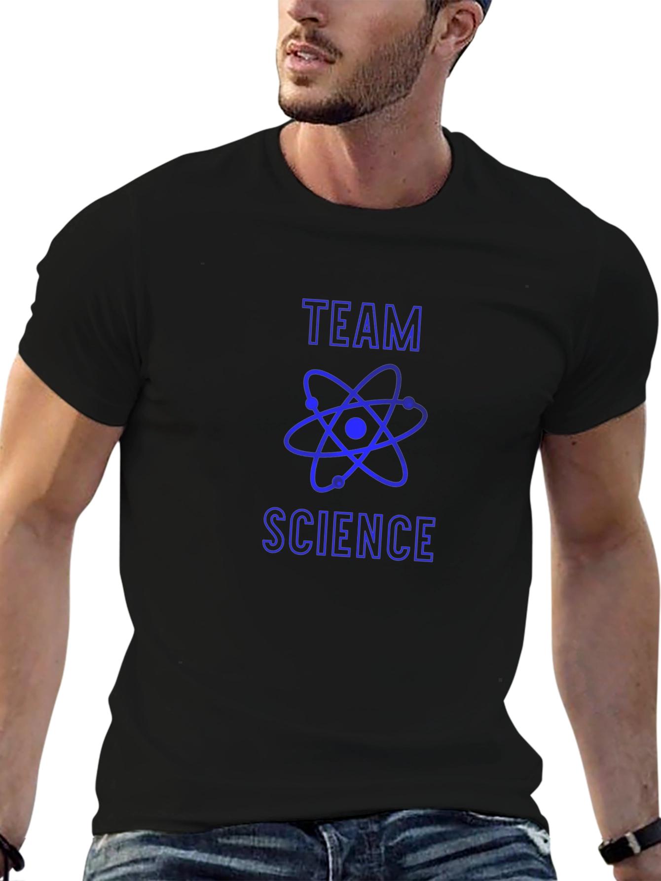 Team Science Black T-Shirt - Atom Design