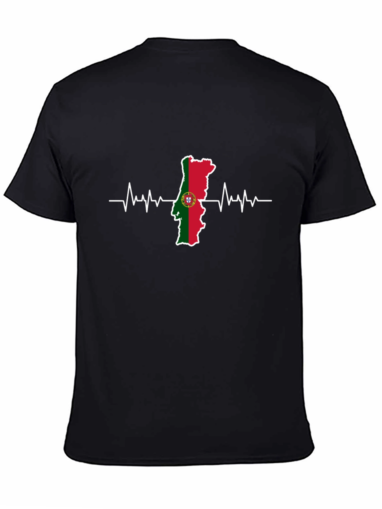 Portugal Flag Heartbeat Graphic Tee - Black