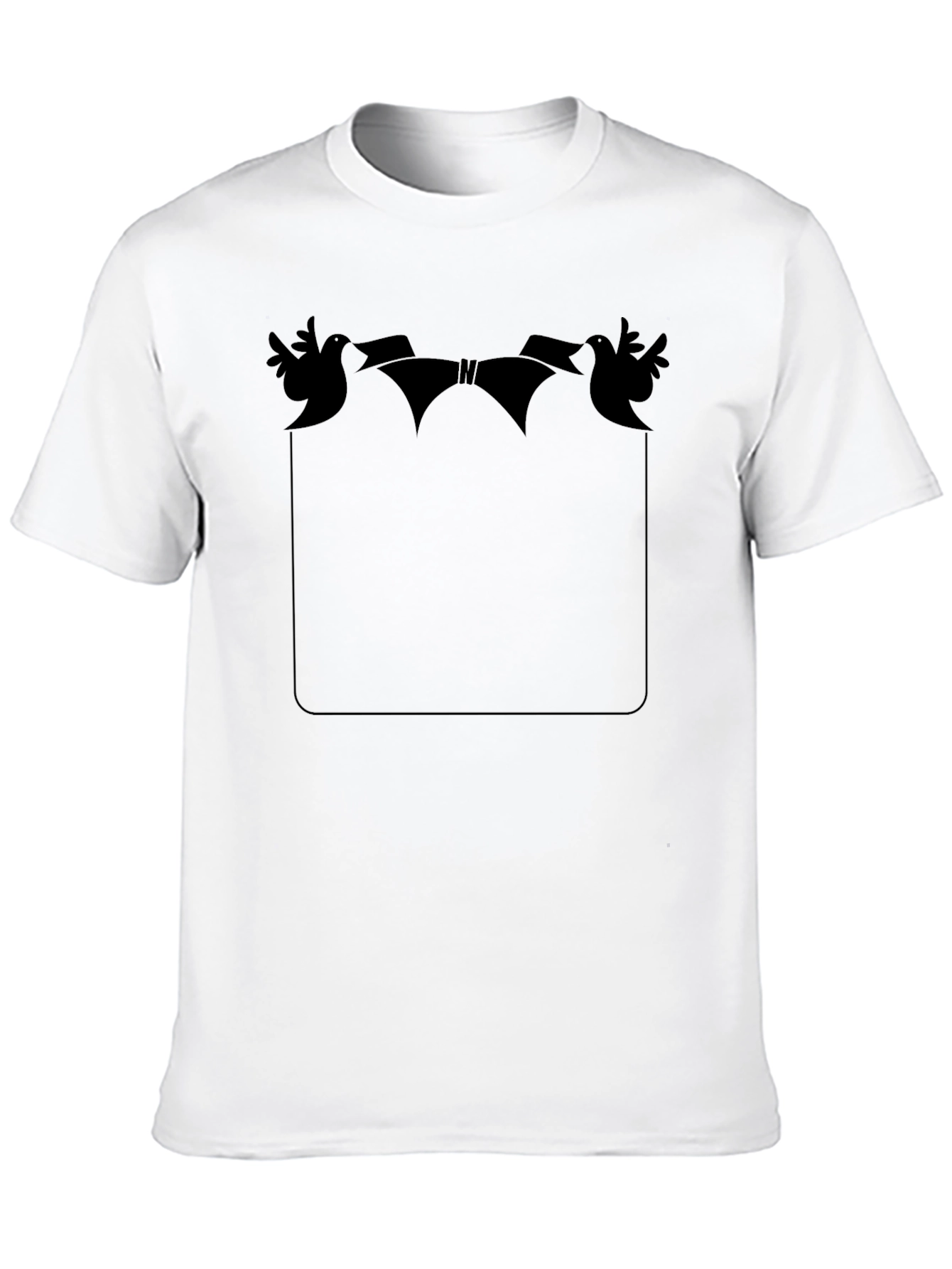 Novelty Bird & Ribbon Graphic Pocket T-Shirt