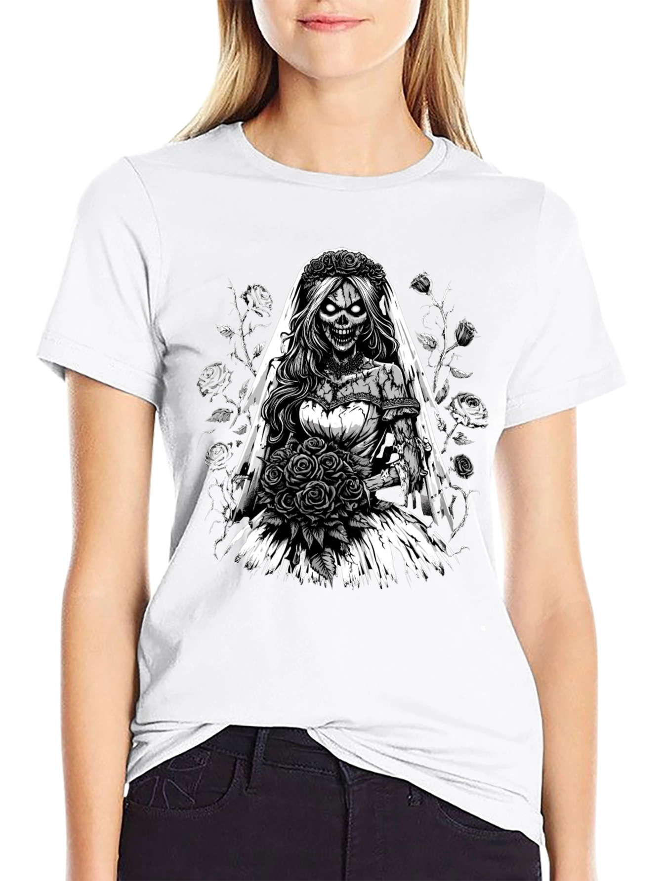 Zombie Bride T-Shirt - Unique Gothic Design