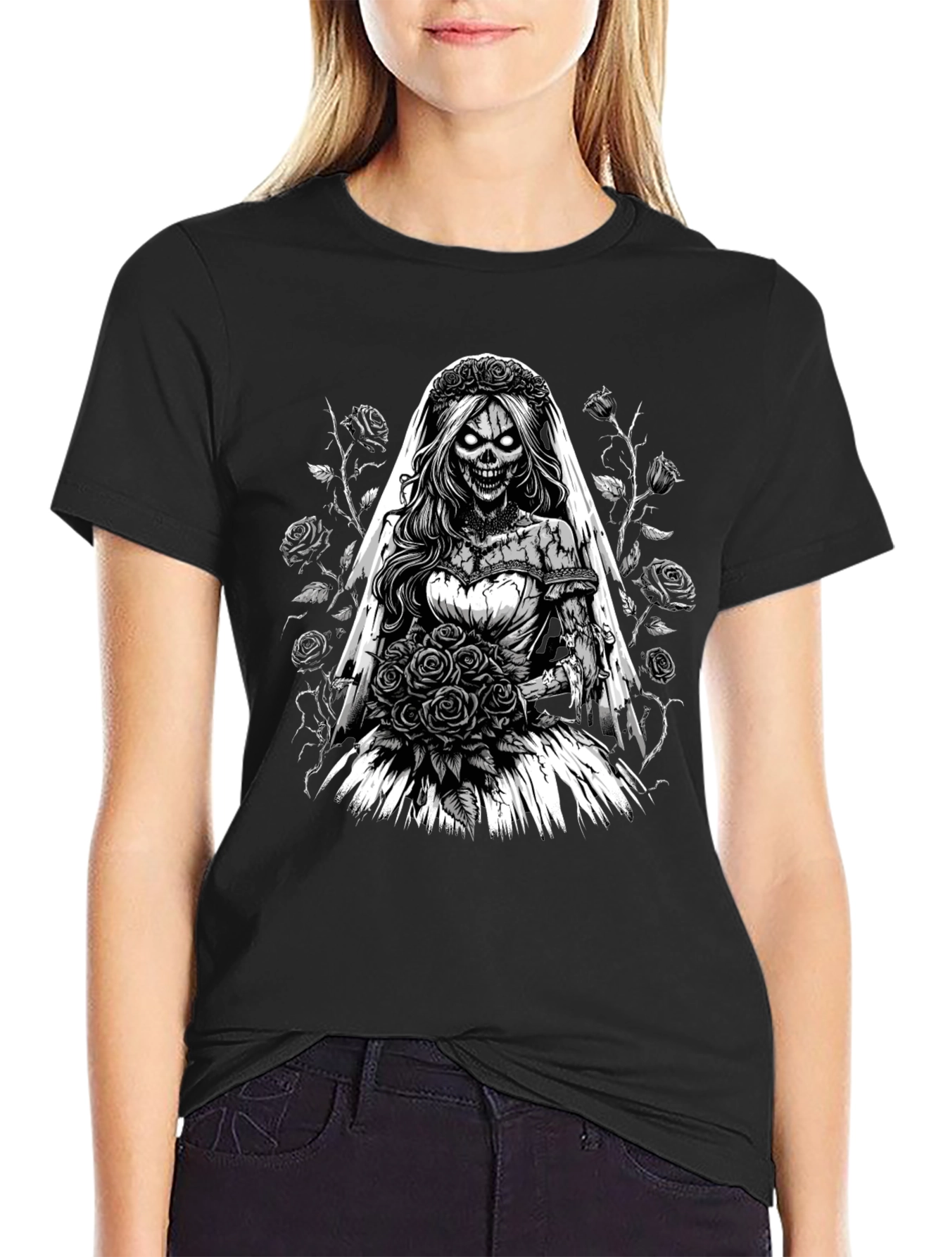 Zombie Bride T-Shirt - Unique Gothic Design