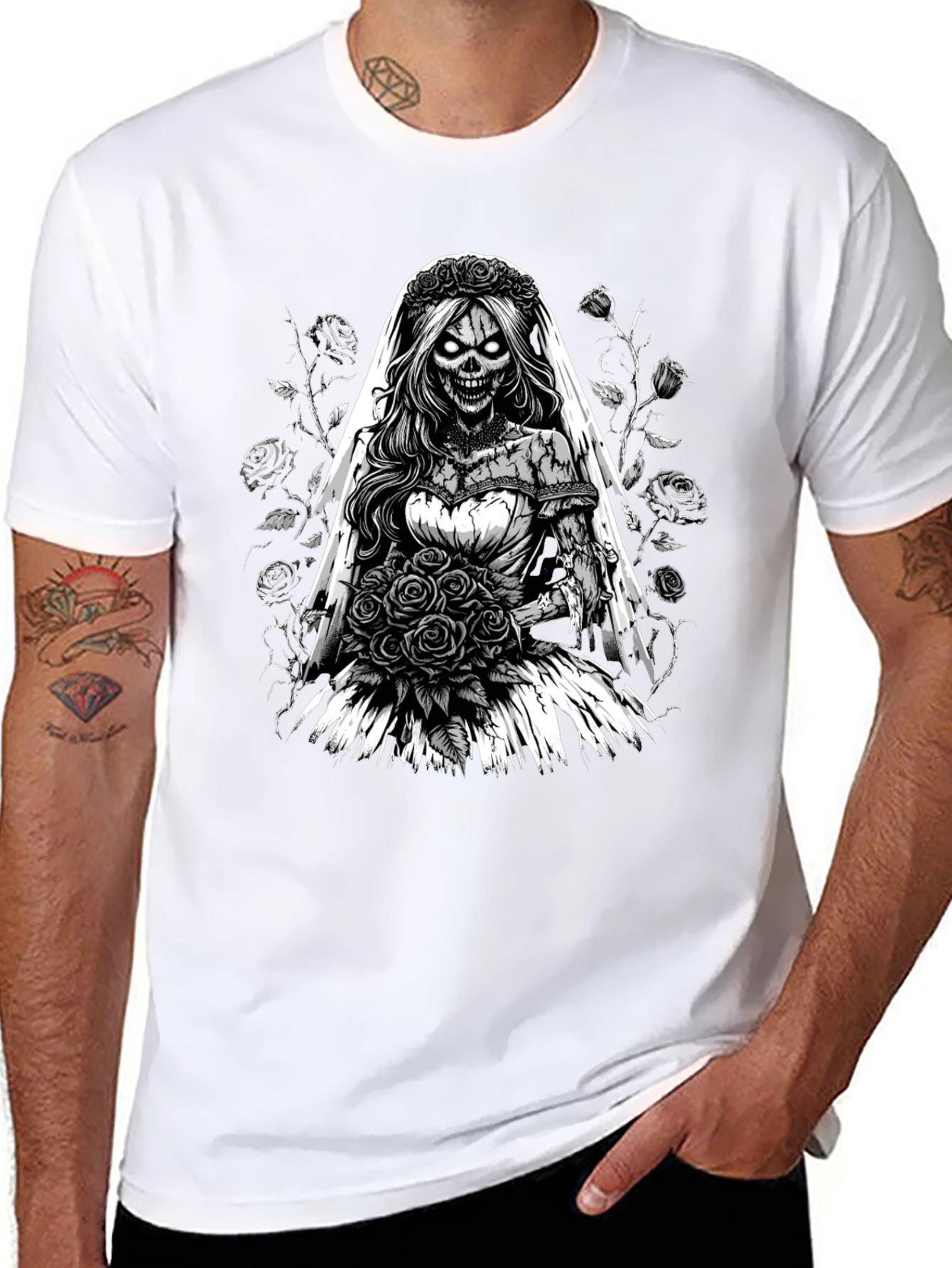 Zombie Bride T-Shirt - Unique Gothic Design