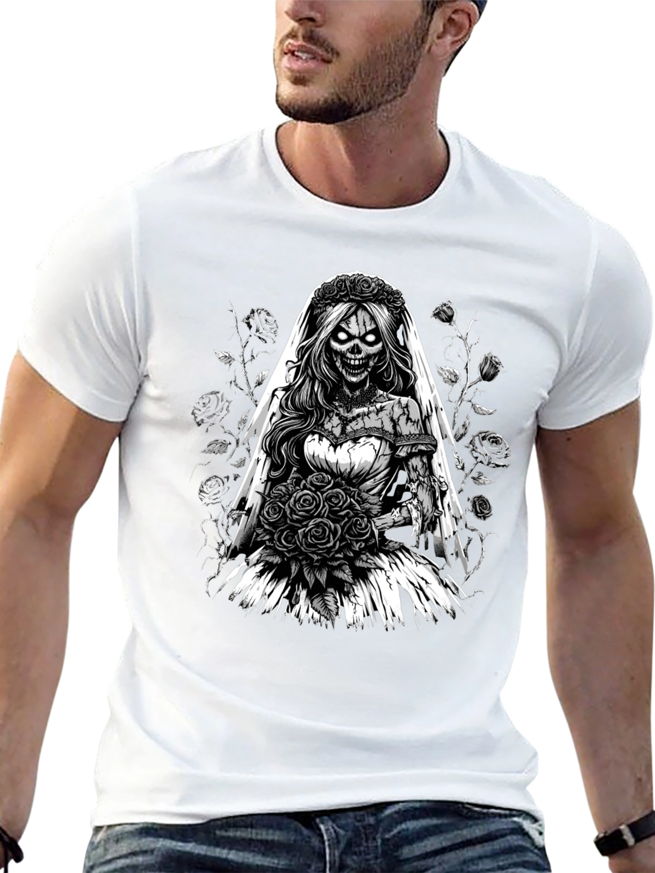 Zombie Bride T-Shirt - Unique Gothic Design