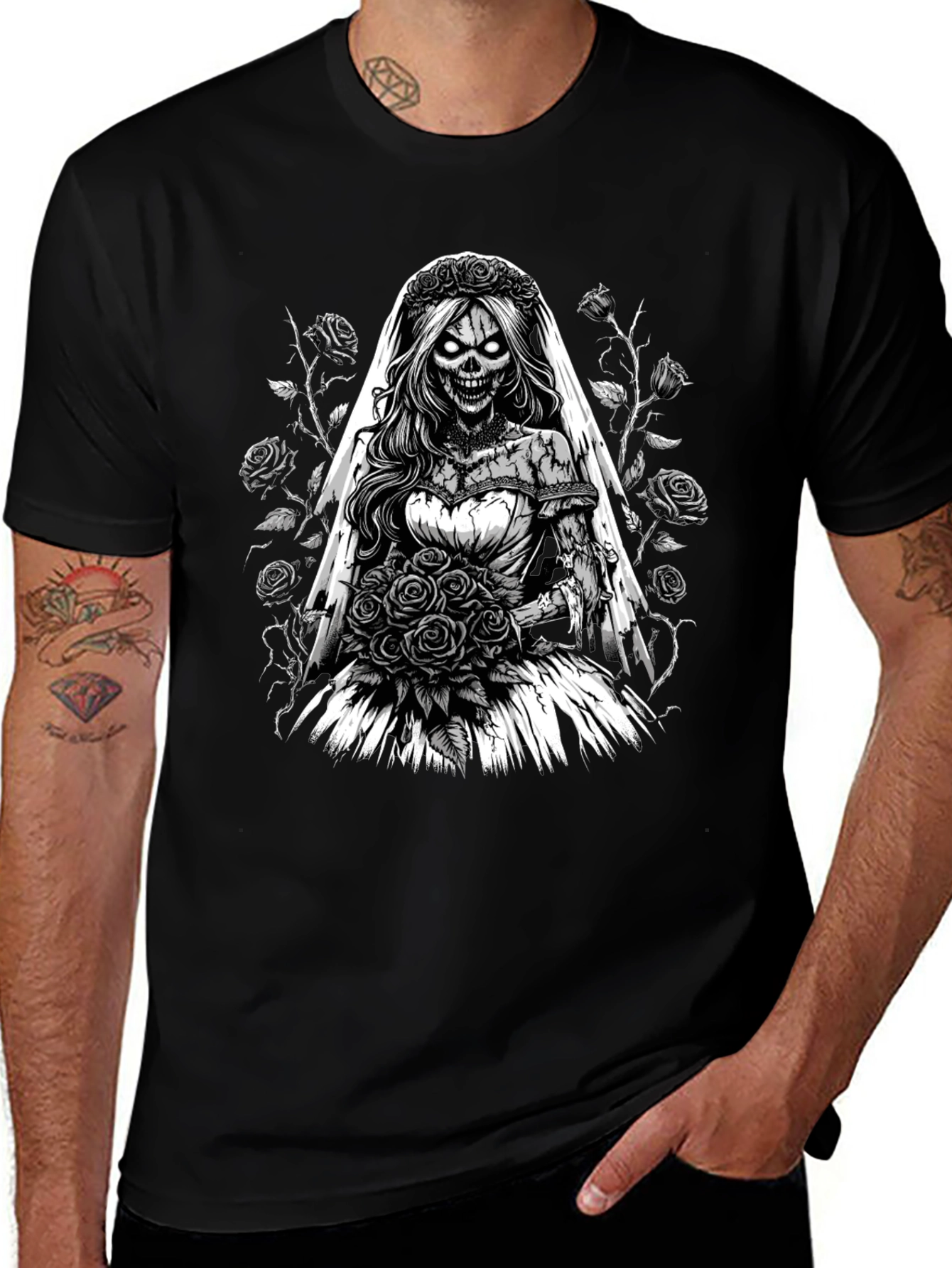 Zombie Bride T-Shirt - Unique Gothic Design