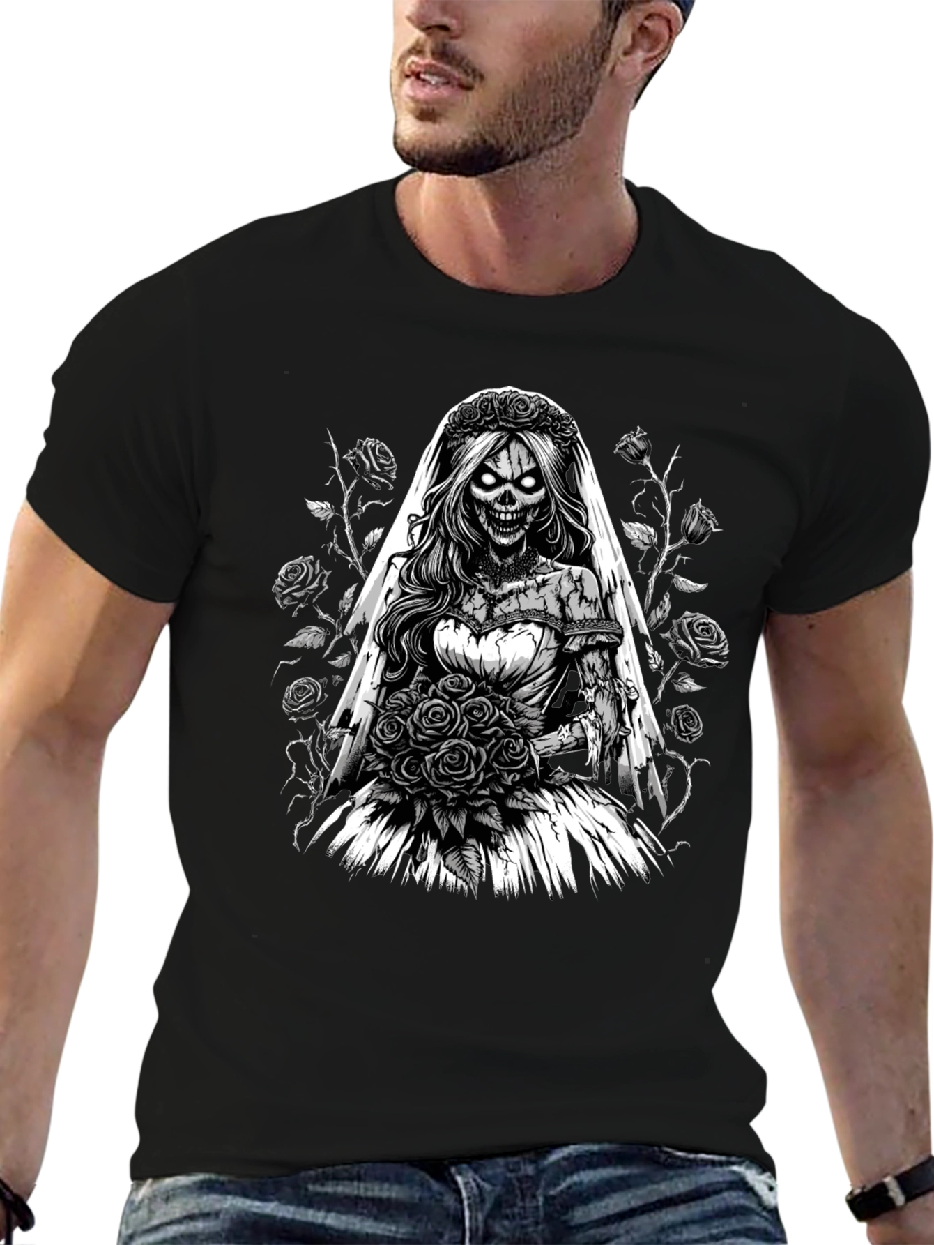 Zombie Bride T-Shirt - Unique Gothic Design