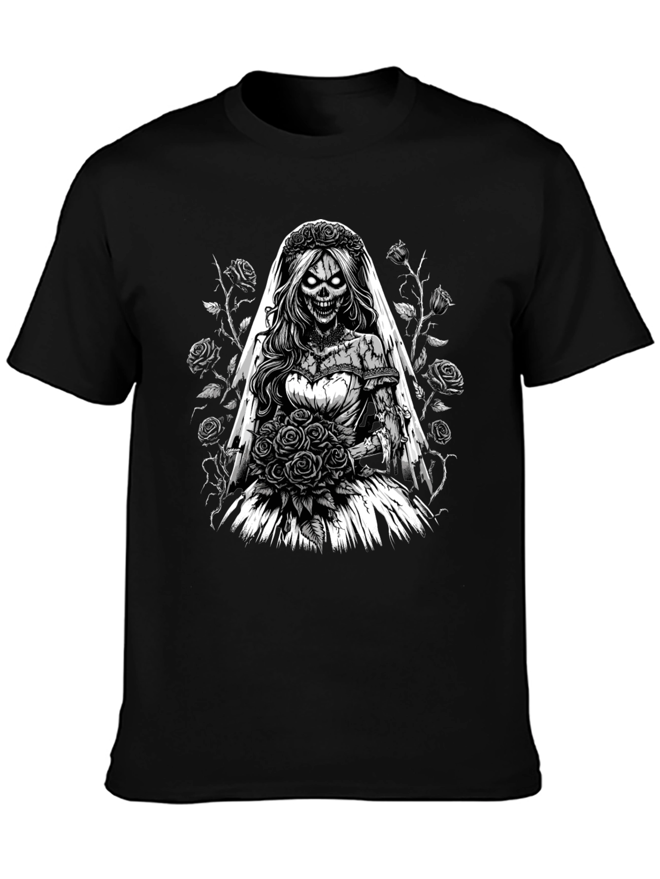 Zombie Bride T-Shirt - Unique Gothic Design