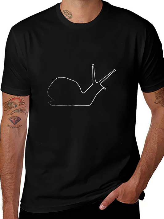 Minimalist Snail Graphic Tee - Black Casual T-Shirt