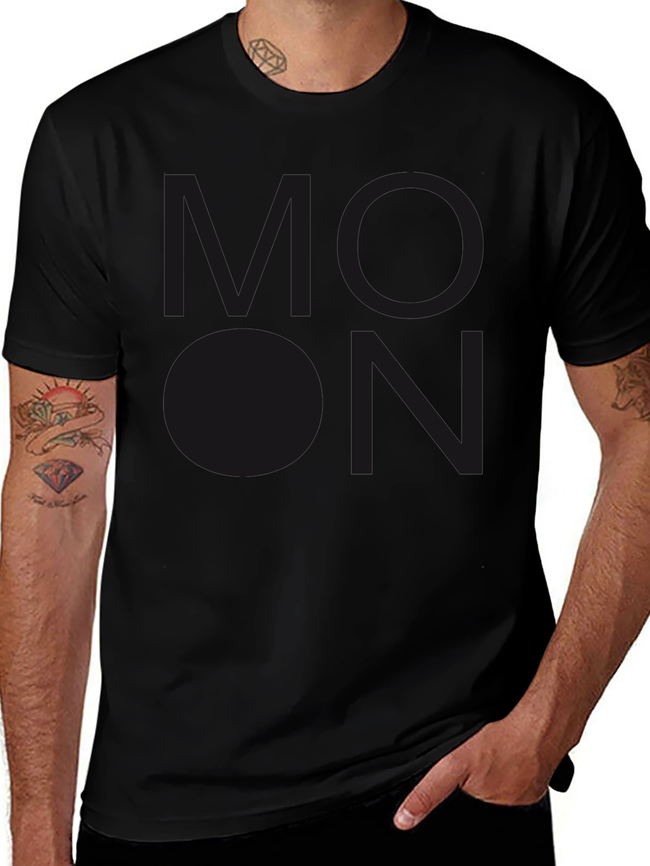 Mens Black T-Shirt with Subdued Graphic Print