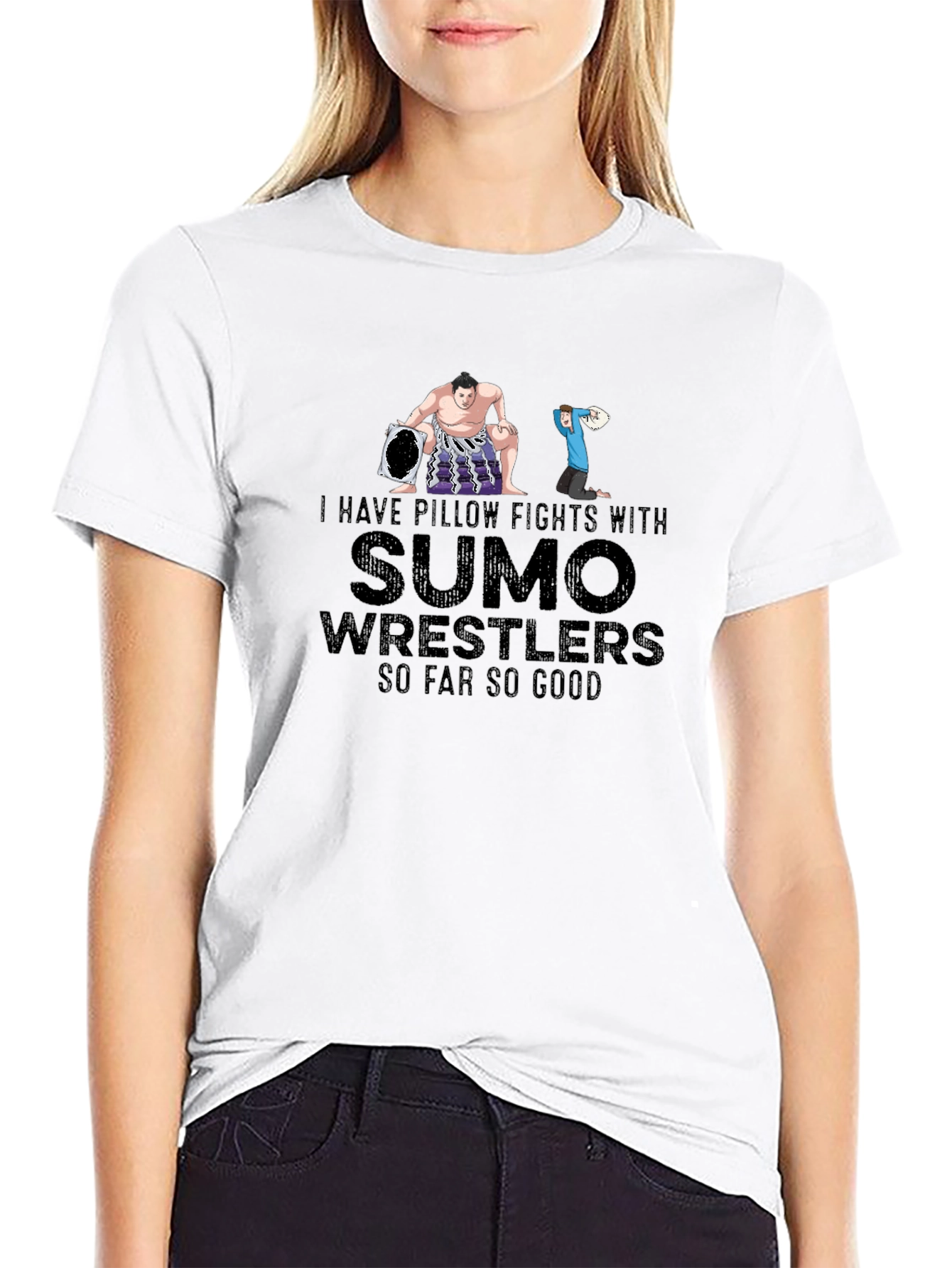Sumo Wrestler Pillow Fight T-Shirt